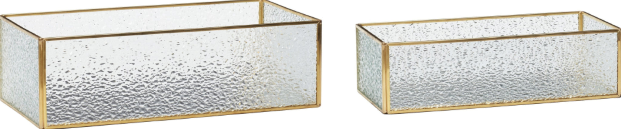 Hübsch Ripple Glass Box Brass/Glass Clear Set Of 2, 25/30x12/16 Cm