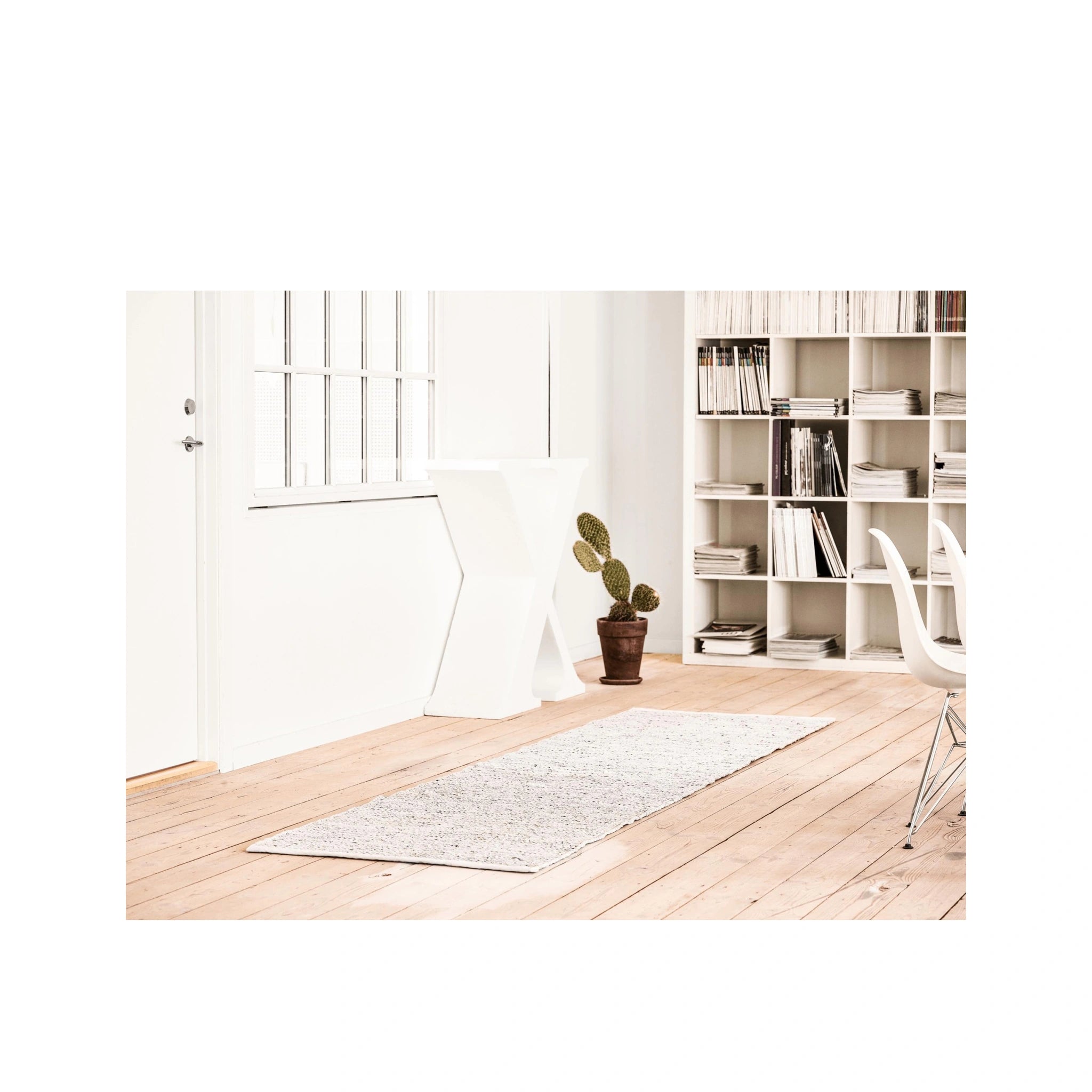 Rug Solid Leather Rug Limestone, 65 X 135 Cm