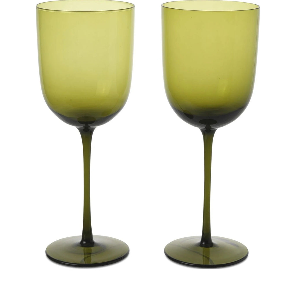 Ferm Living Host Red Wine Glasses 36 Cl Set Of 2, Moss Green
