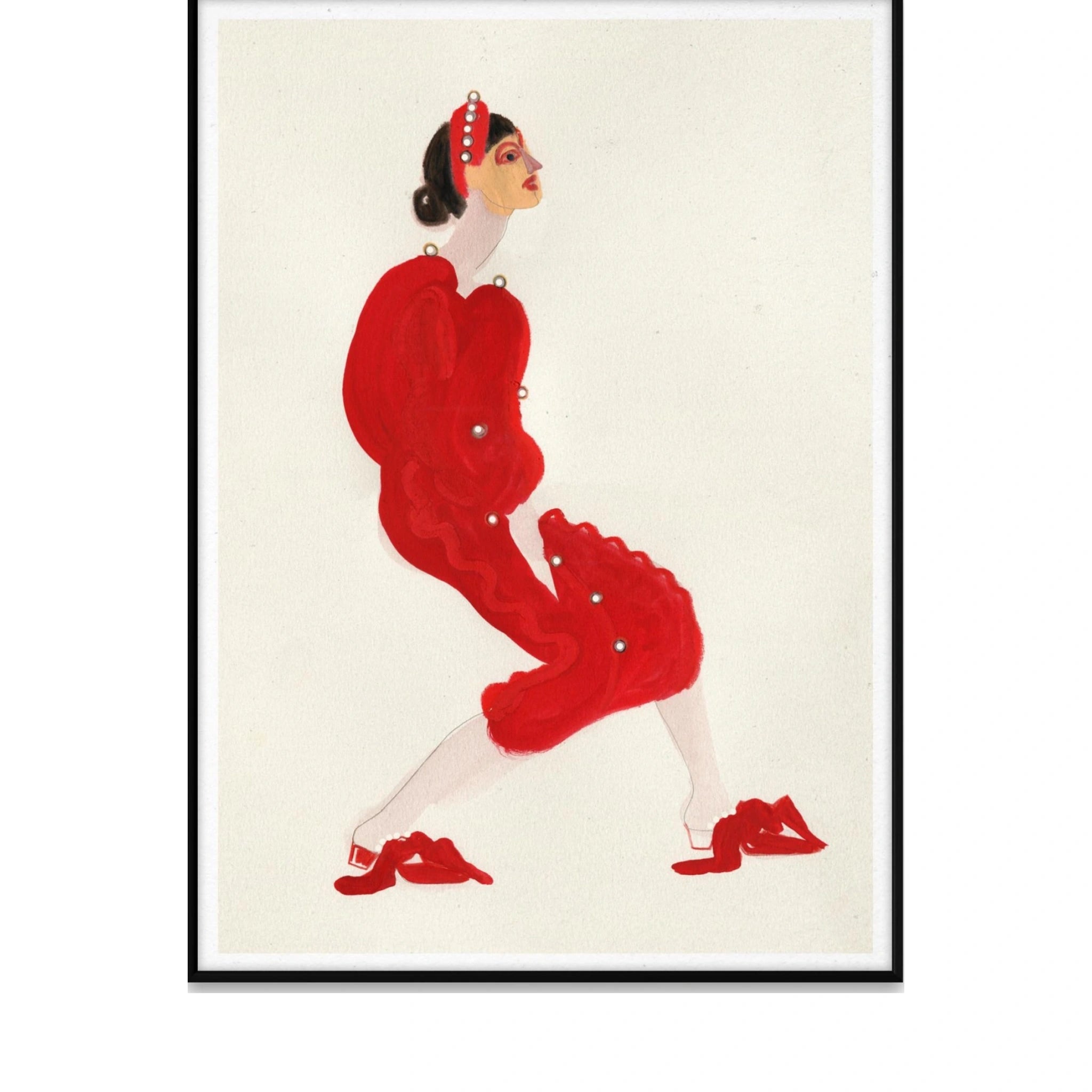 Paper Collective Red With Pearls Poster, 50x70 Cm