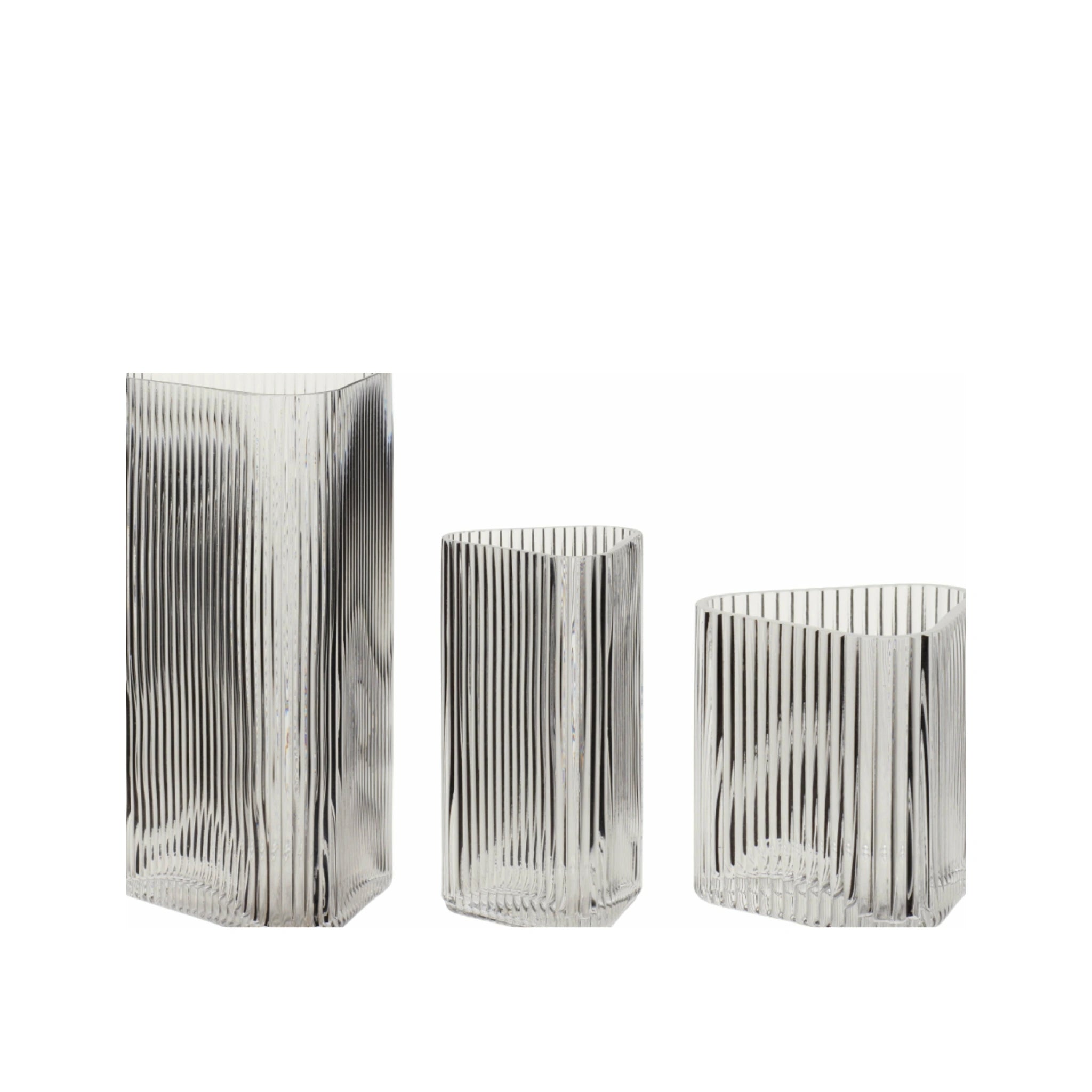 Hübsch Elements Vase Glass Clear Set Of 3