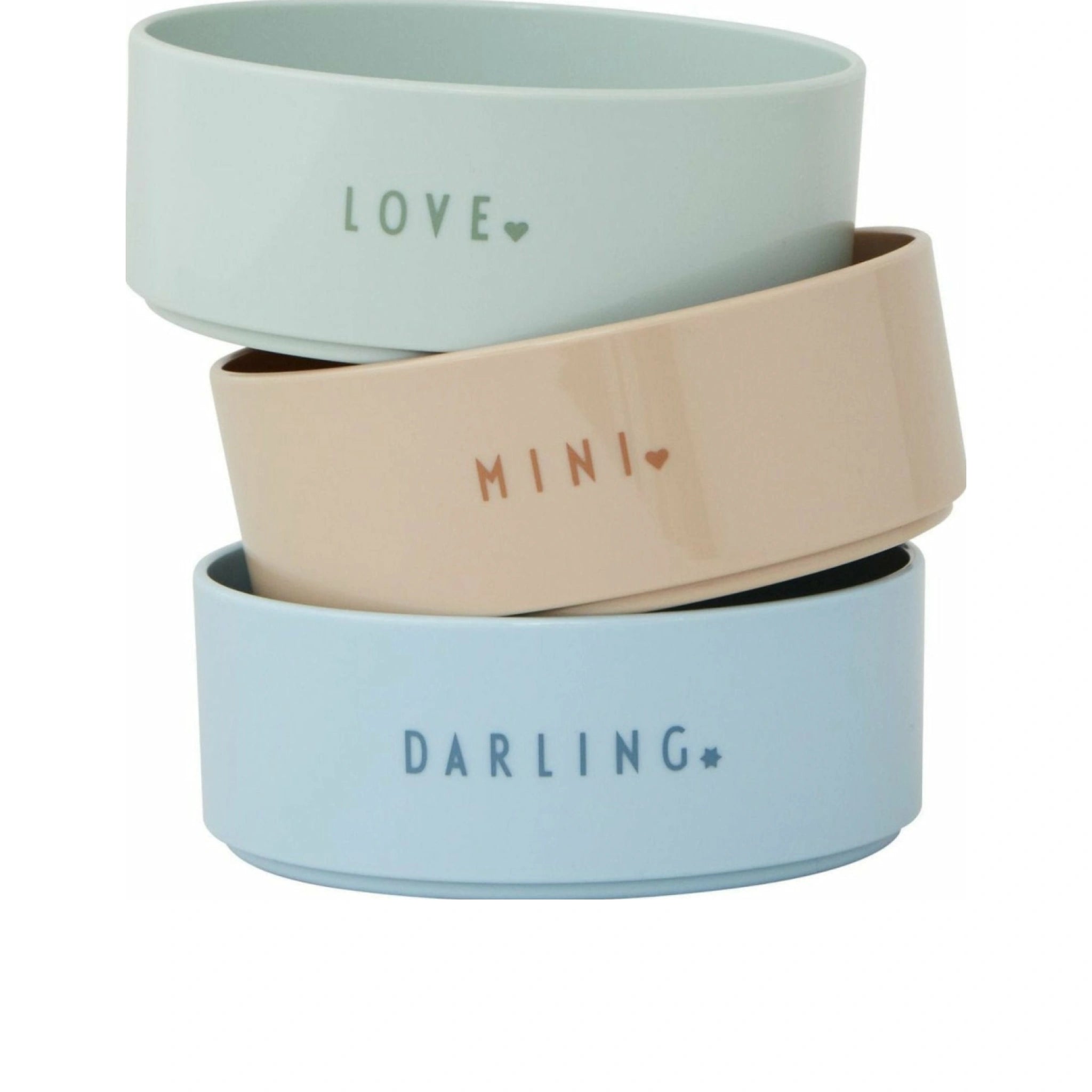 Design Letters Mini Favorite Bowl Starts Set, Green, Blue, Beige