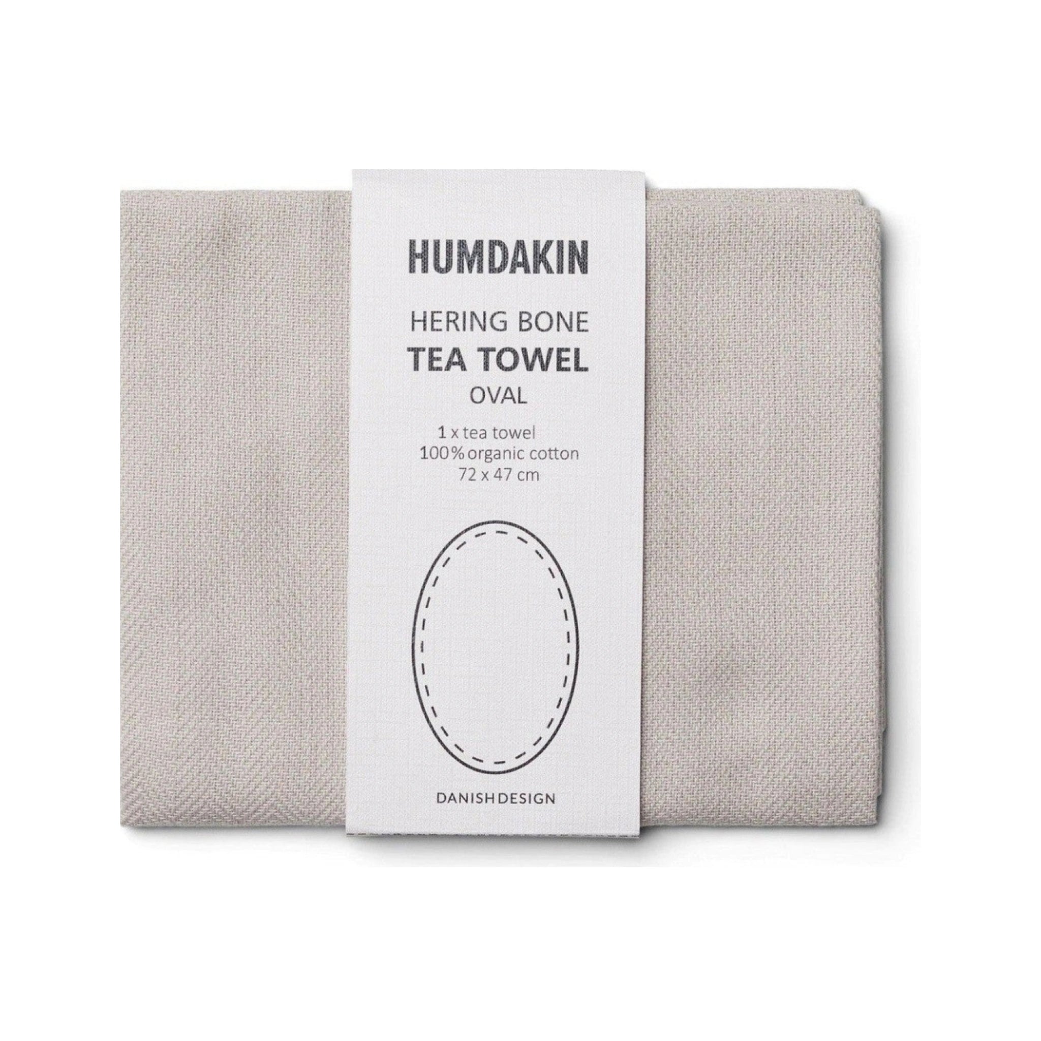 Humdakin Herring Bone Oval Towel, Light Stone