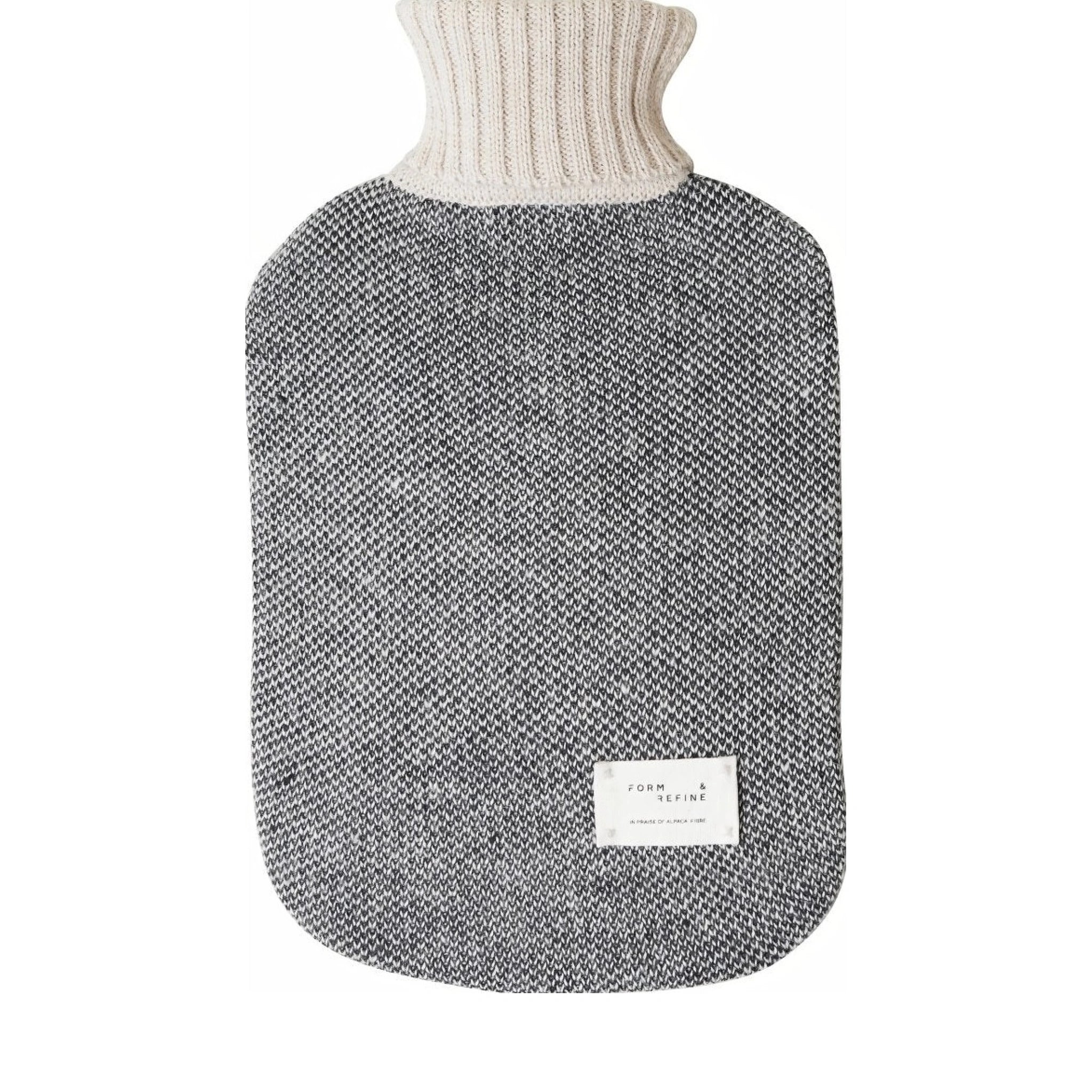 Aymara 100% Alpaca Knit Hot Water Bottle - Grey Pattern Natural Rubber