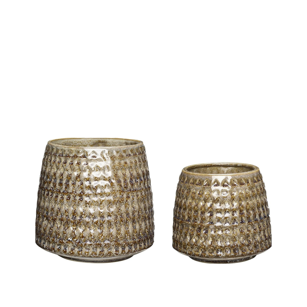 Hübsch Capri Pot Ceramic Beige Set Of 2