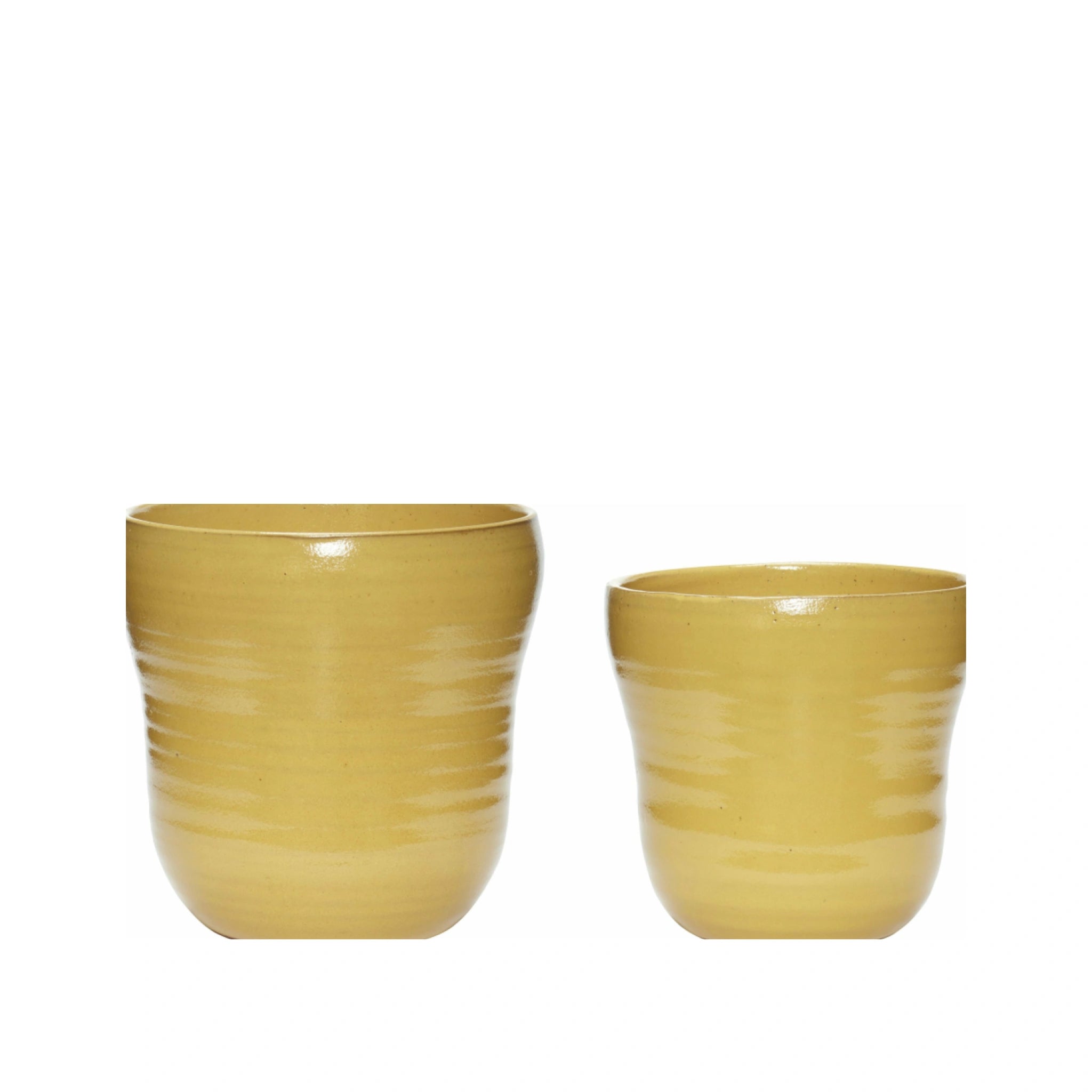 Hübsch Care Pot Ceramic Yellow Set Of 2