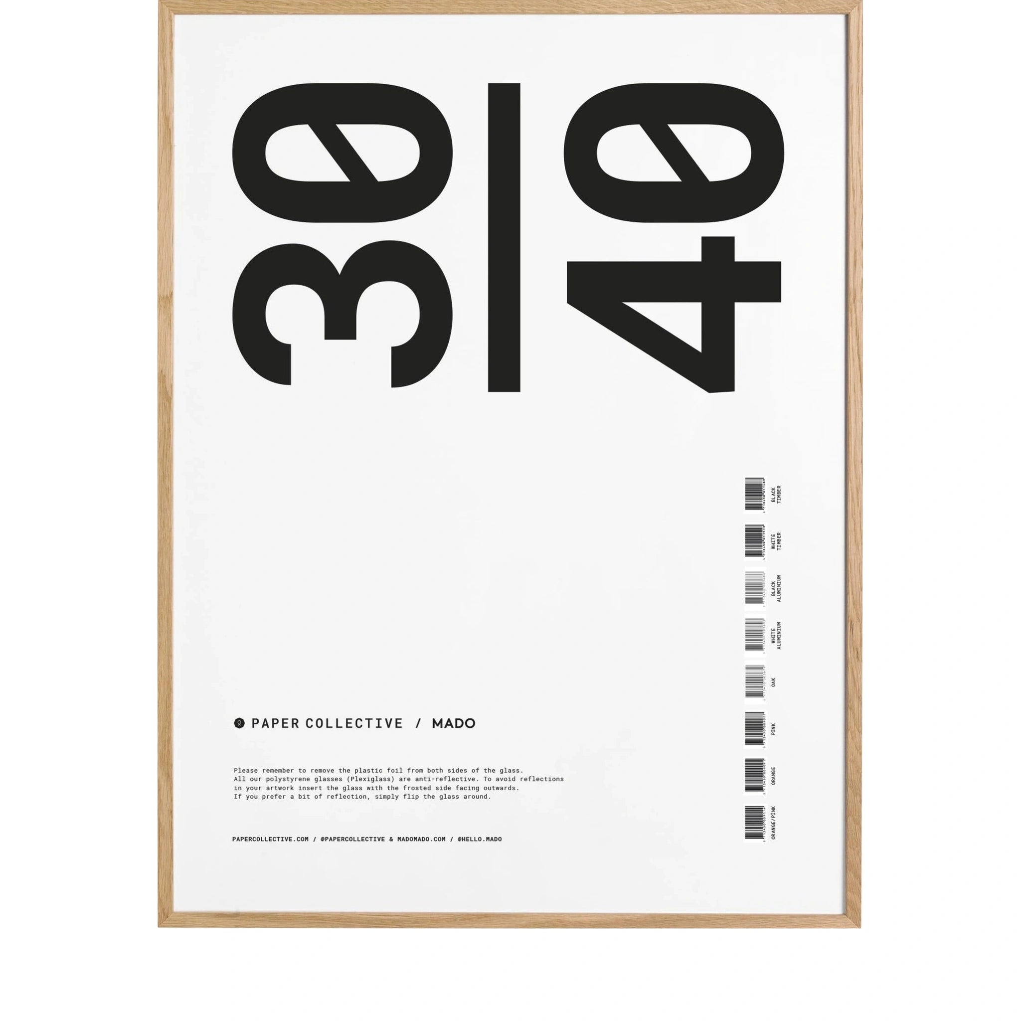 Paper Collective Frame Oak With Acrylic Glass, 30x40 Cm