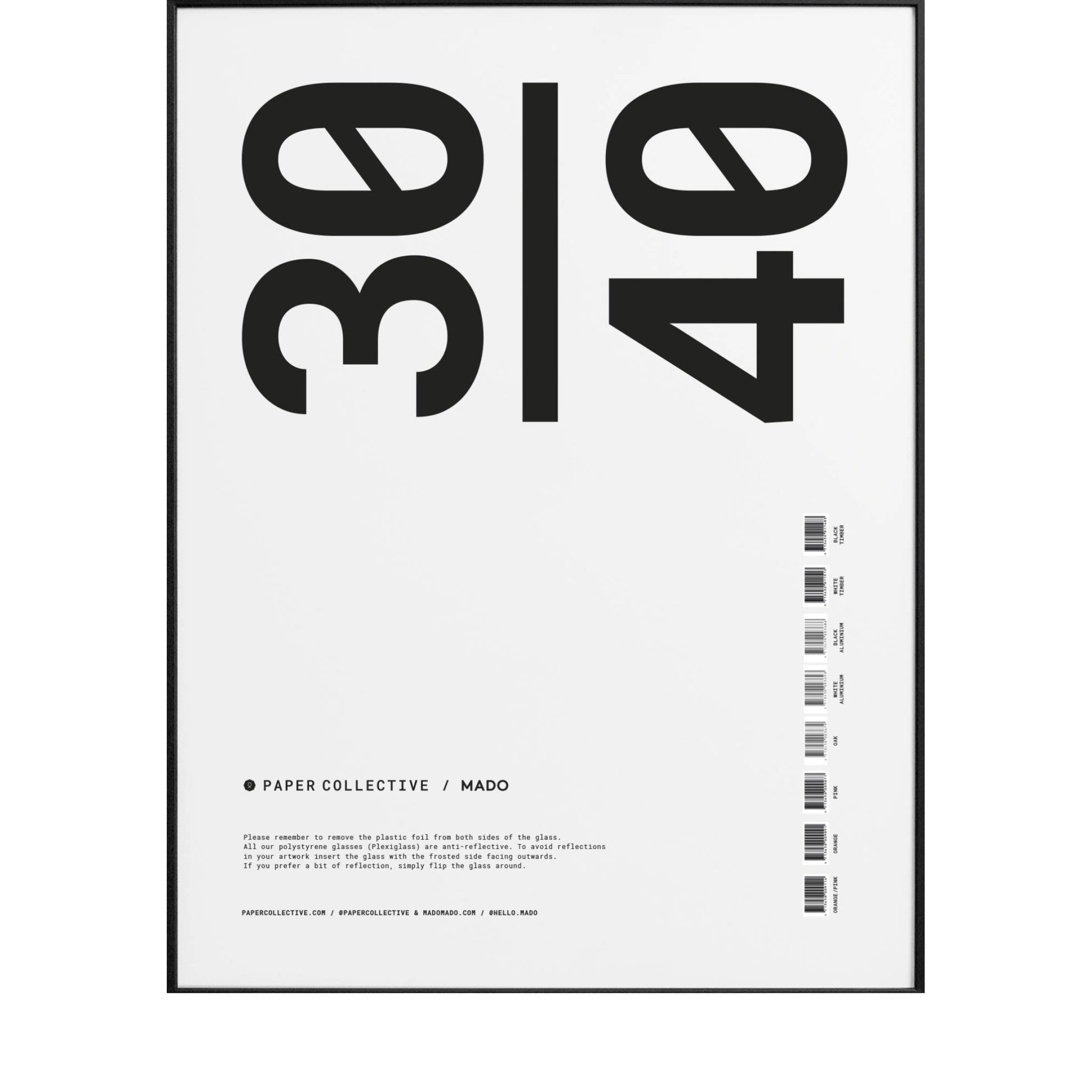 Paper Collective Frame Wood With Acrylic Glass 30x40 Cm, Black