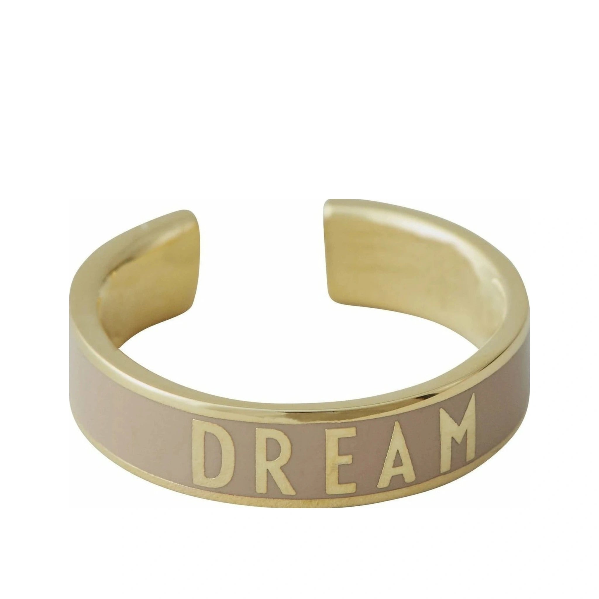 Design Letters Word Candy Ring Dream Brass Gold Platted, Beige