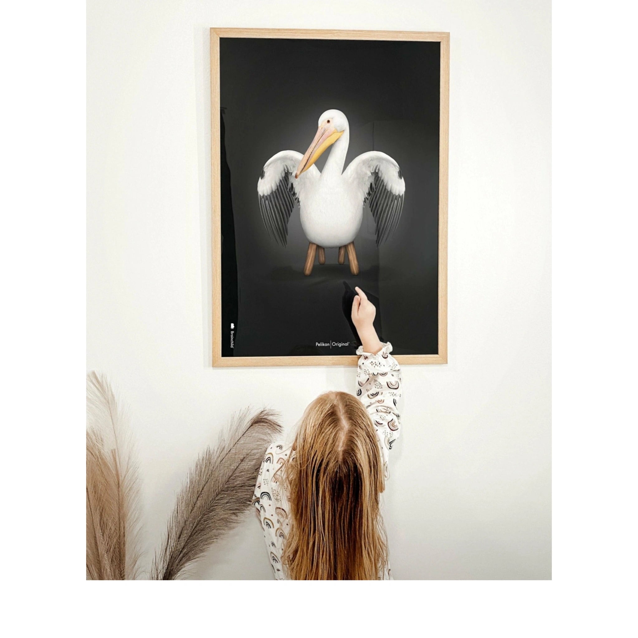 Brainchild Pelikan Classic poster, brass frame 50x70 cm, black background