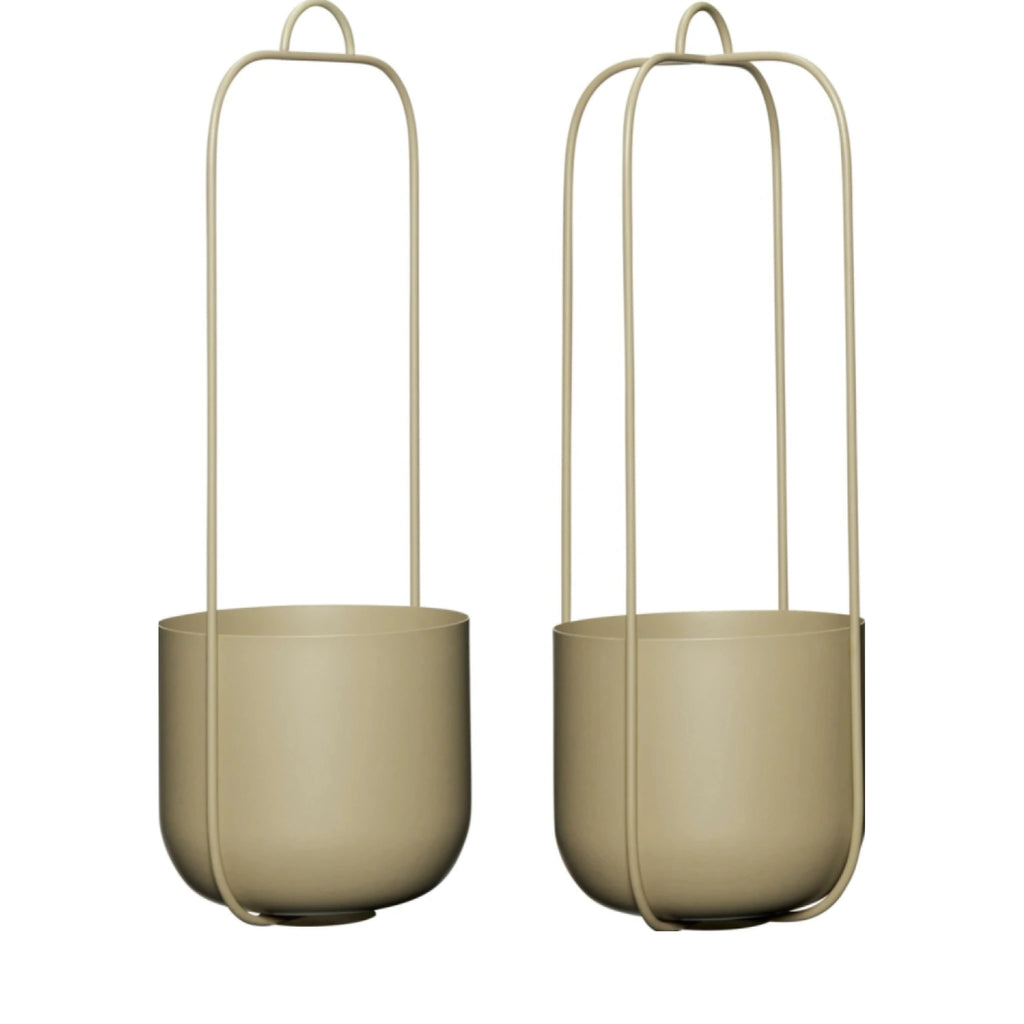 Hübsch Lotus Hanging Pots Khaki (Set Of 2)