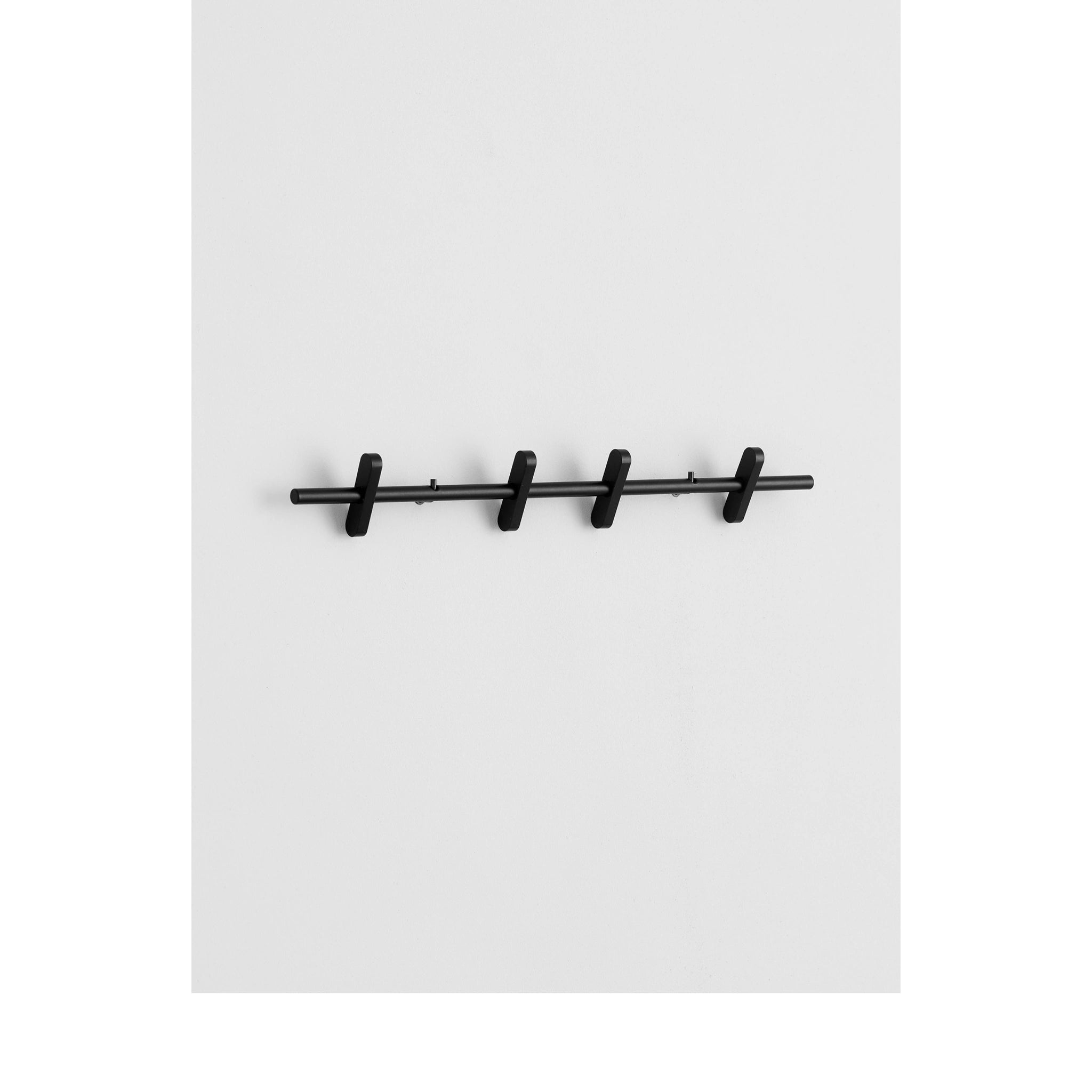 Sleek Black Moebe Hook Strip Coat Rack - 40cm Steel Wall Mount