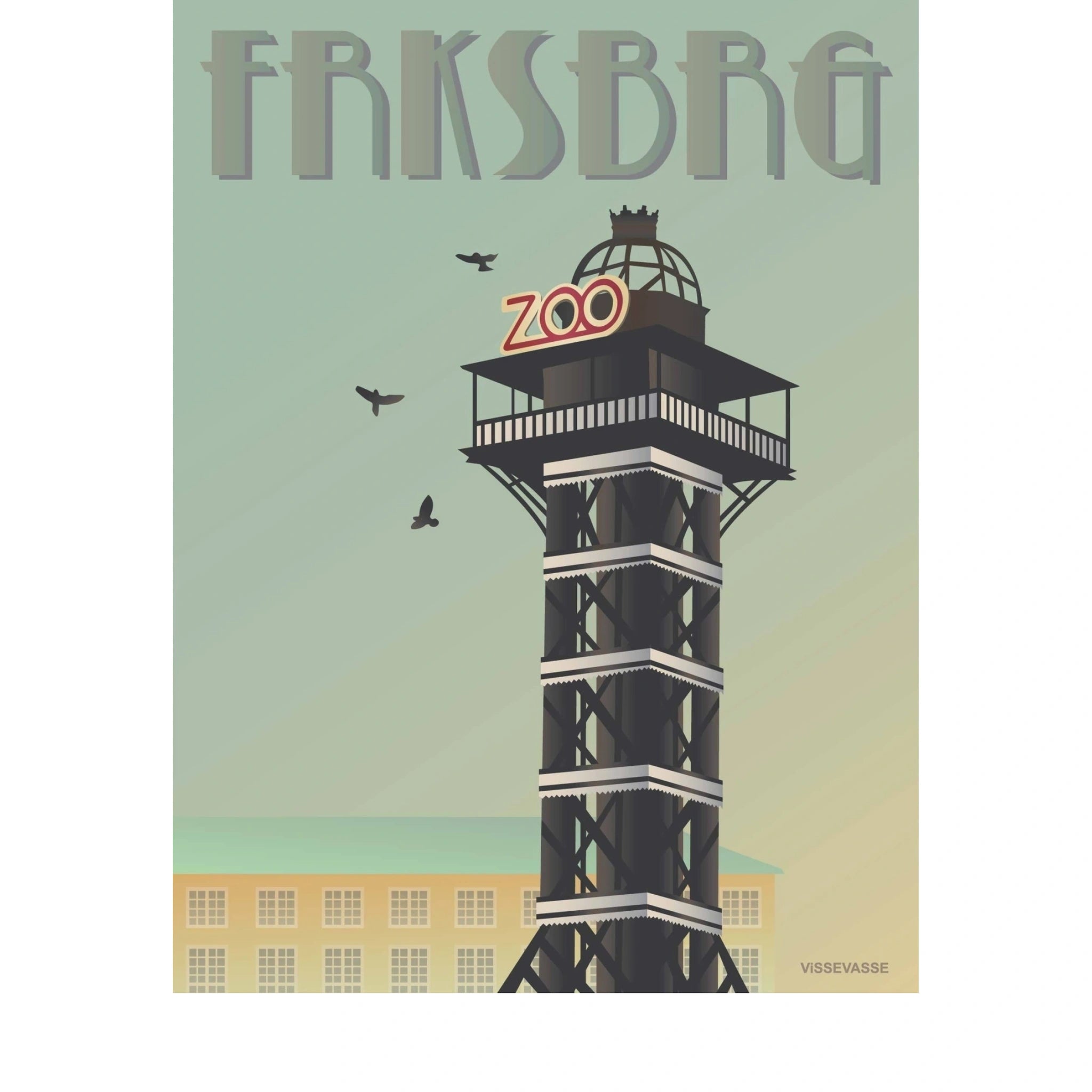 Vissevasse Frederiksberg Zoo Tower Poster, 15 X21 Cm