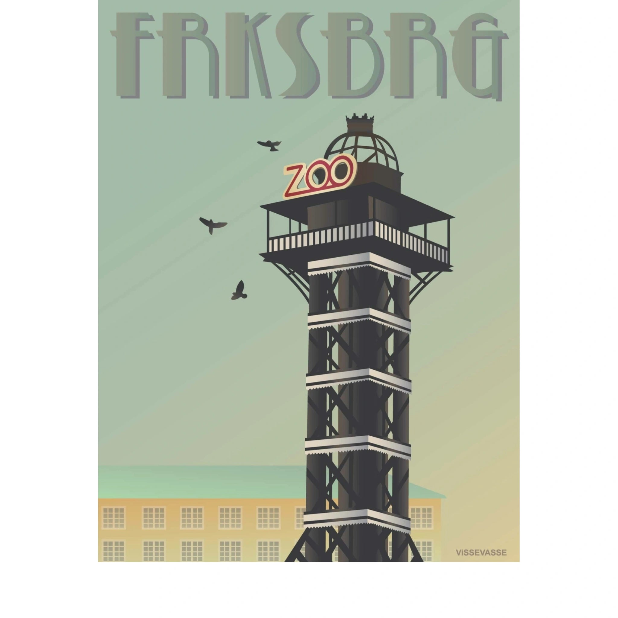 Vissevasse Frederiksberg Zoo Tower Poster, 70 X100 Cm