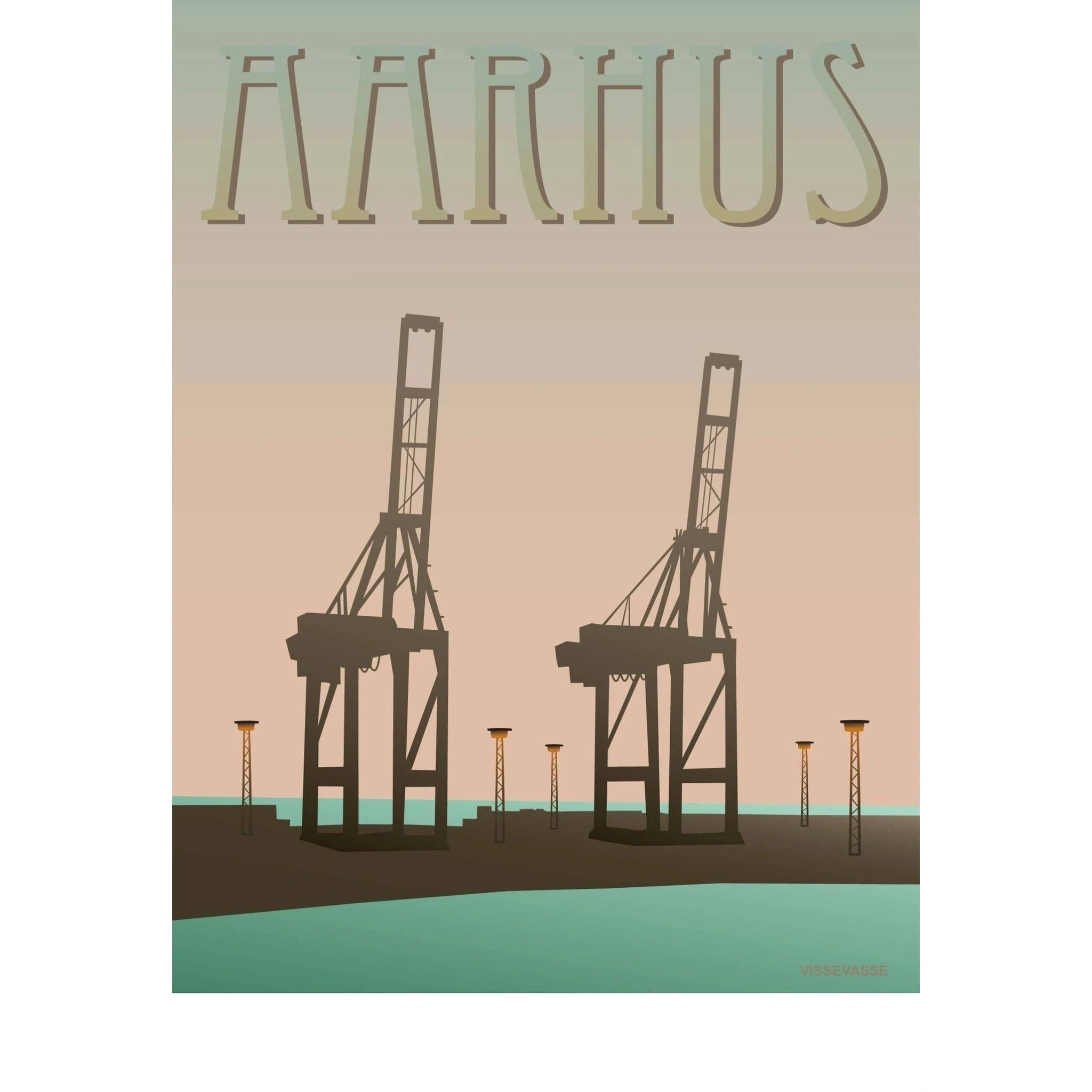 Vissevasse Aarhus Harbour Poster, 15 X21 Cm