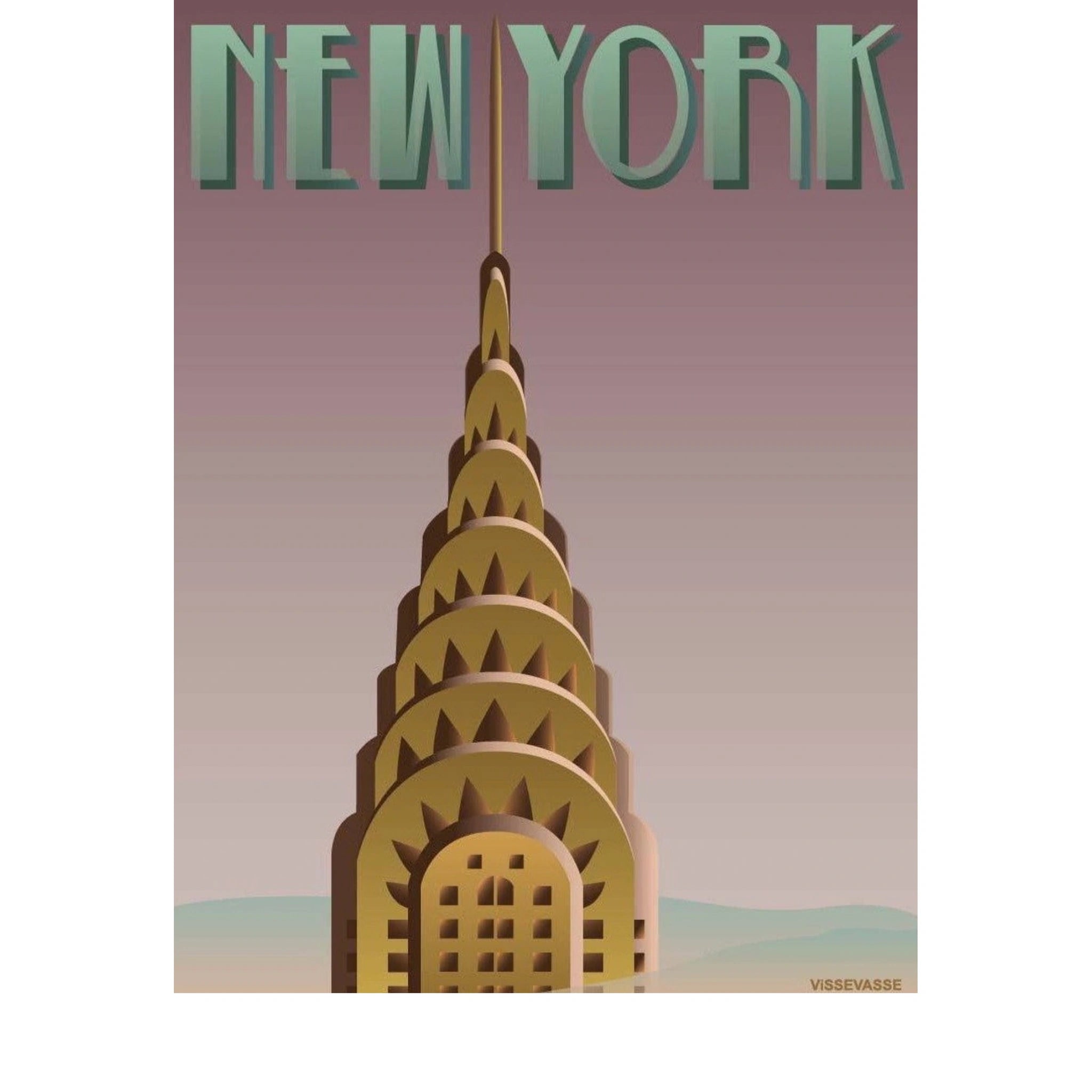 Vissevasse New York Chrysler Poster, 15 X21 Cm