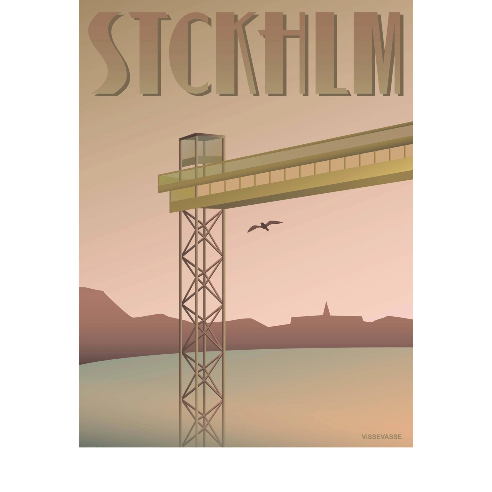 Vissevasse Stockholm Katarinaaufzug Poster, 15 X21 Cm