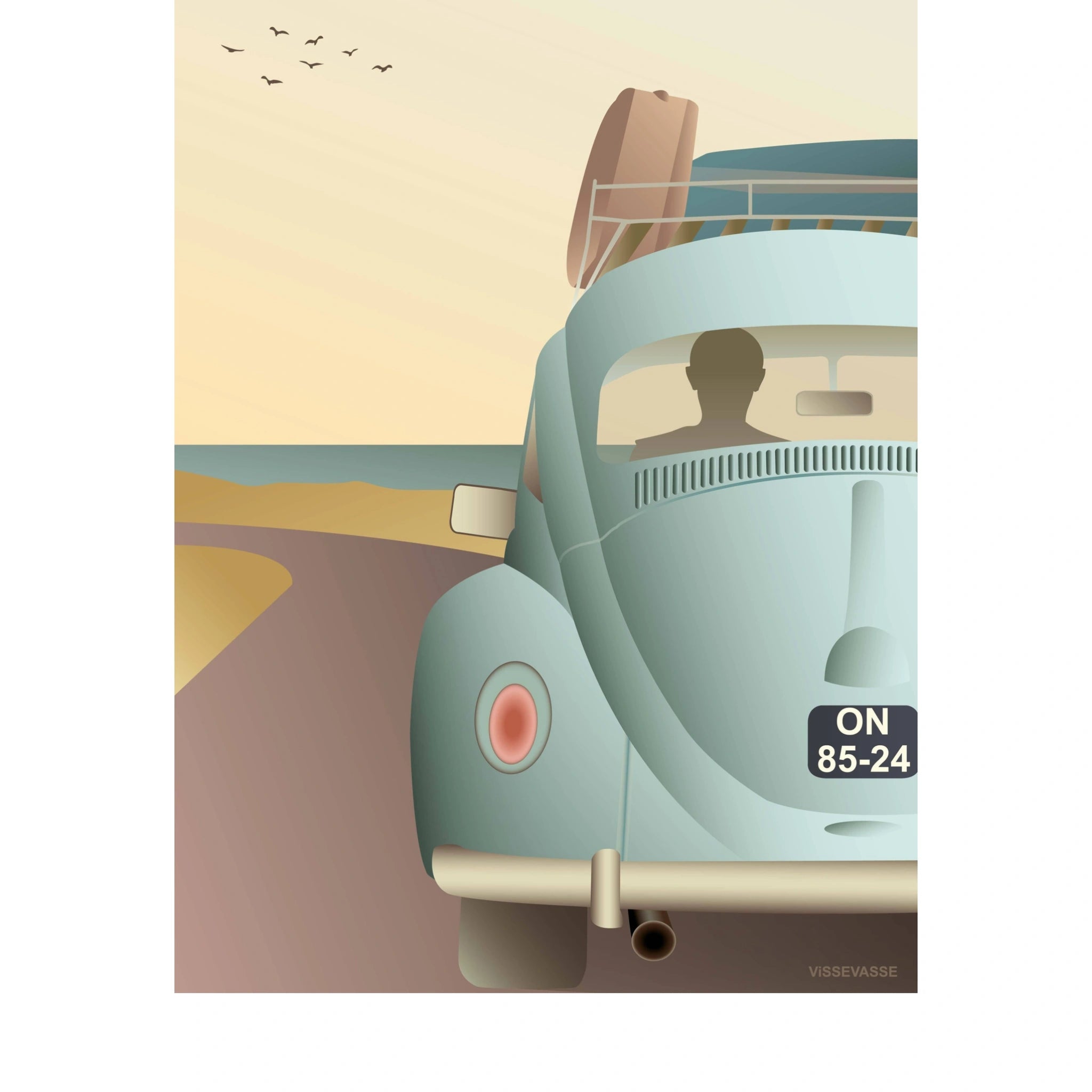 Vissevasse Vw Beetle Poster, 15 X21 Cm