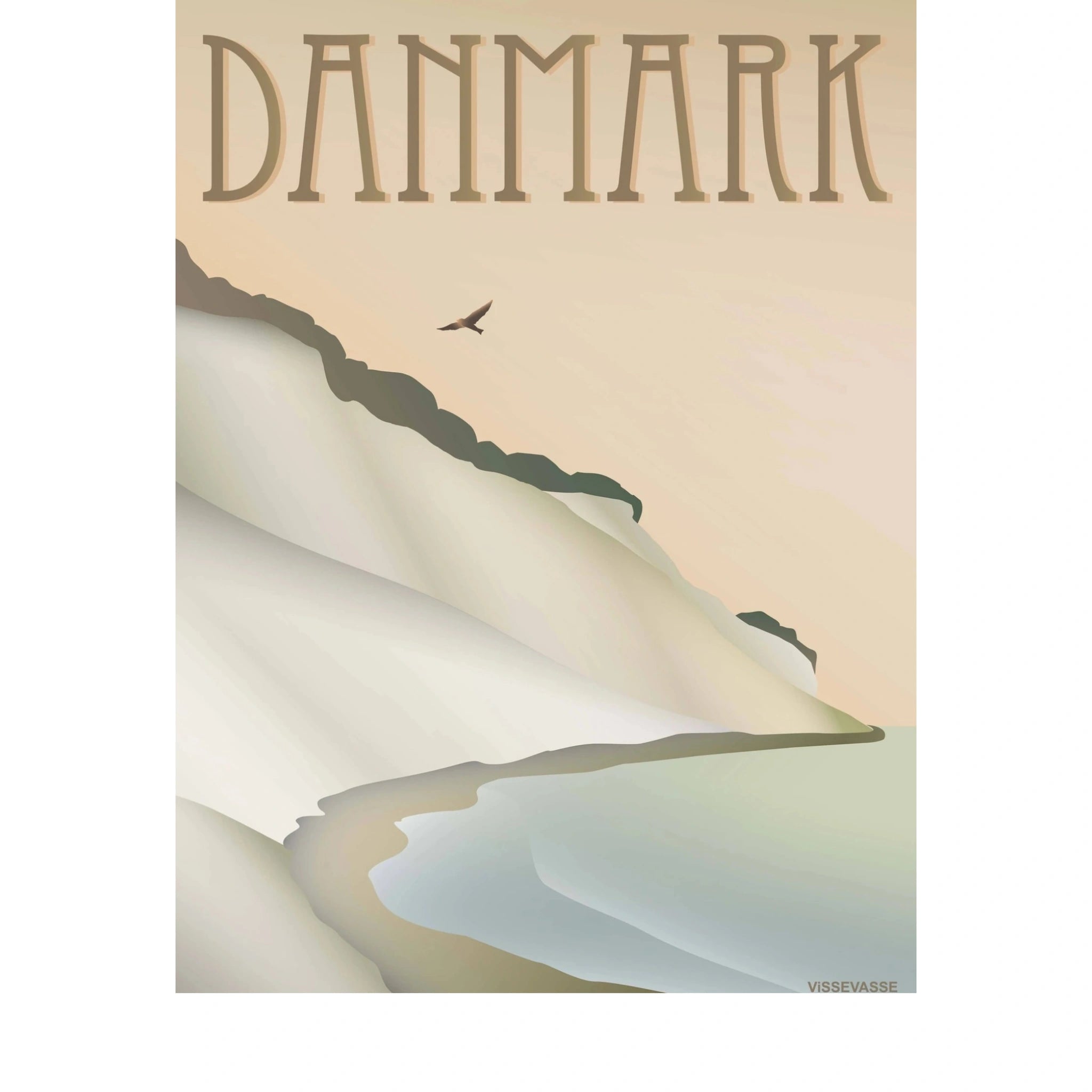 Vissevasse Denmark Cliff Poster, 15 X21 Cm