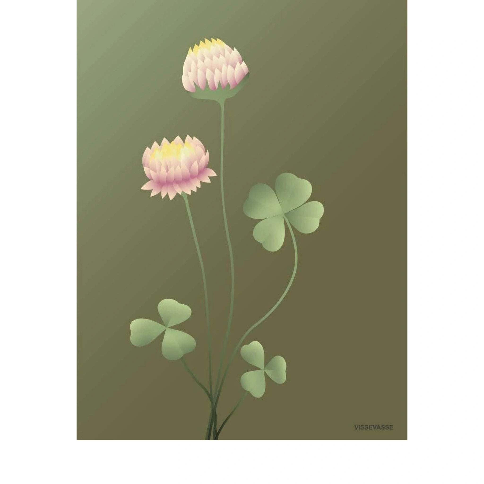 Vissevasse Kløver Plakat, Grøn, 15 X21 Cm