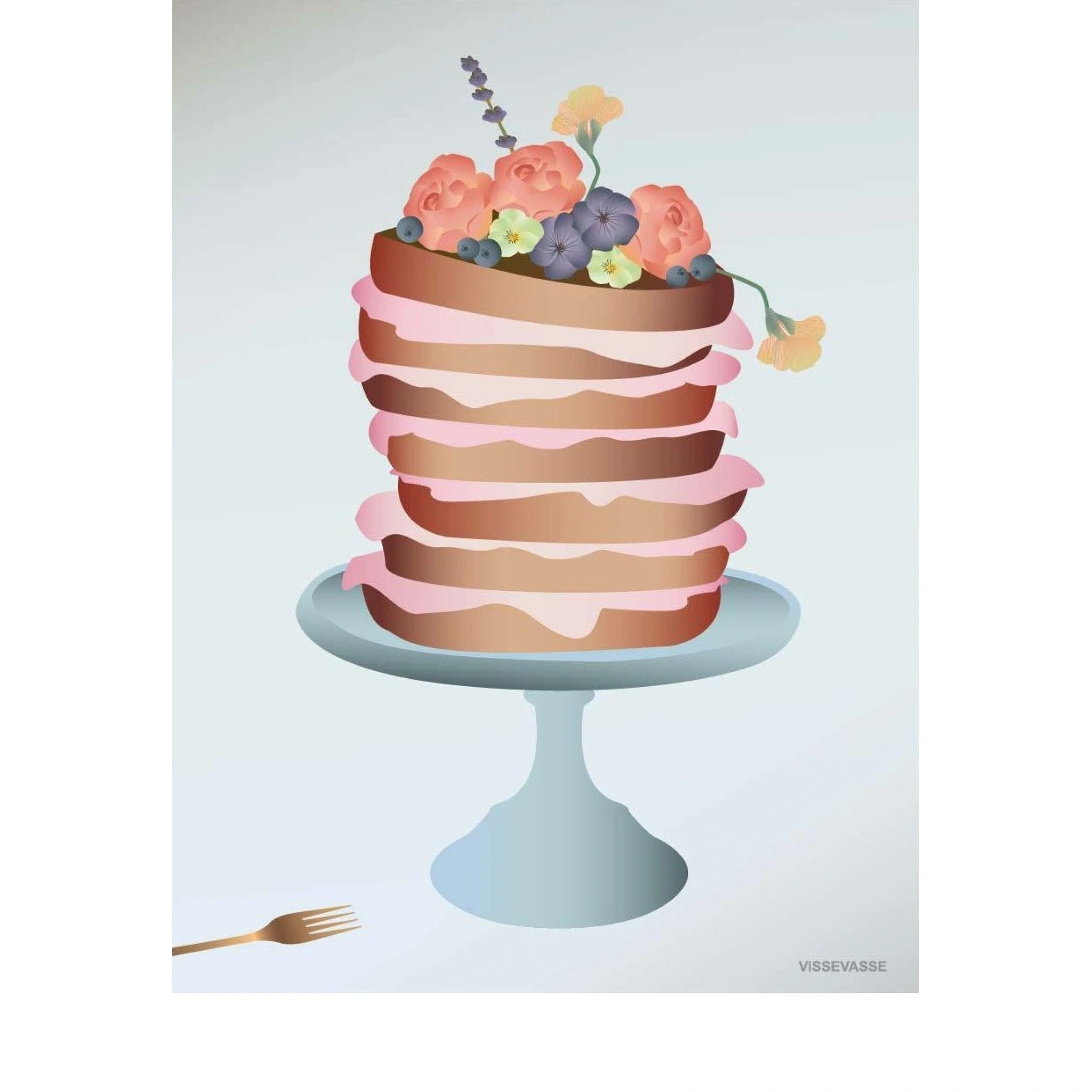 Vissevasse Flower Decorated Cake Greeting Card, 15 X21 Cm