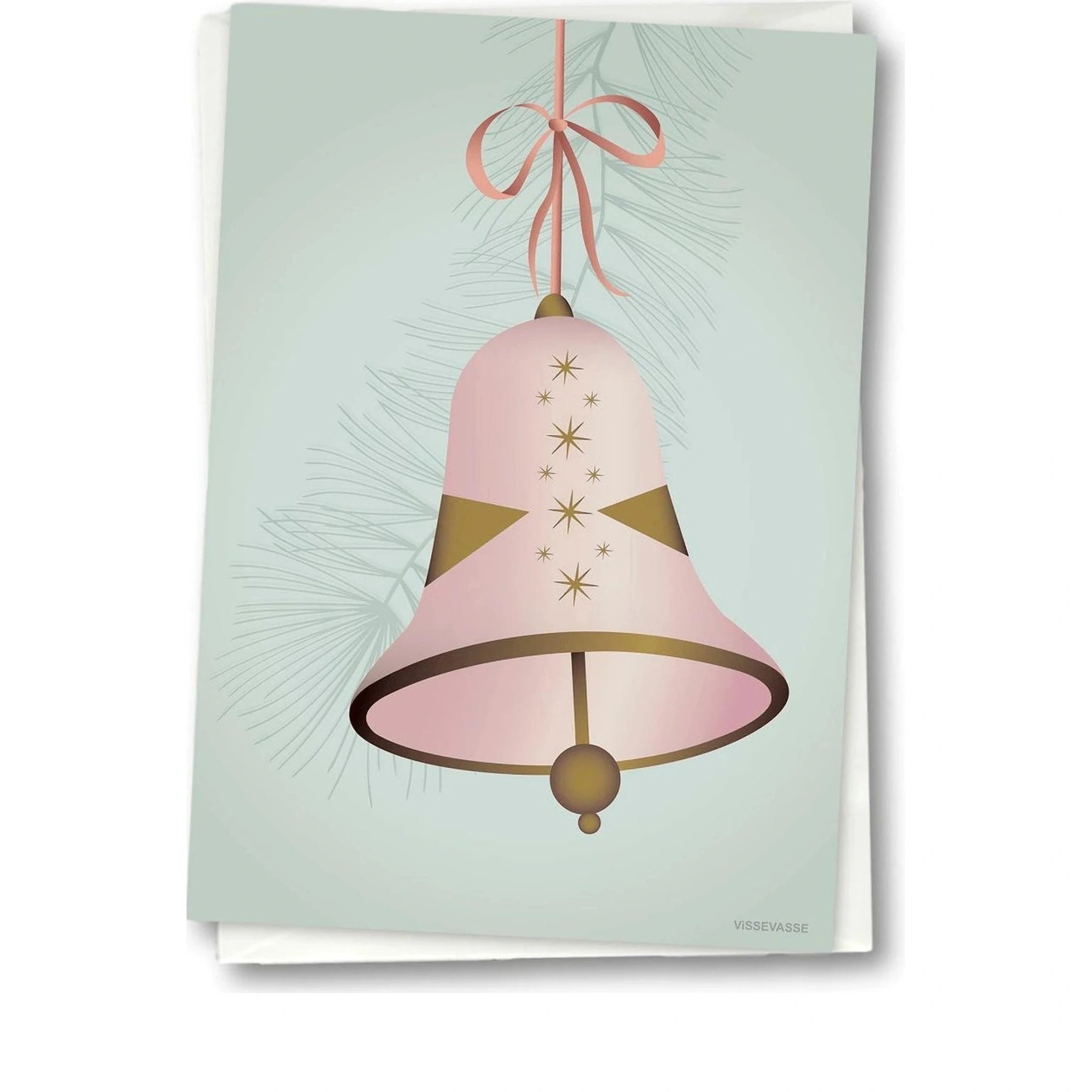 Vissevasse Christmas Bell Greeting Card 15 X21 Cm, Pink