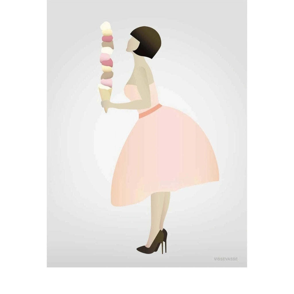 Vissevasse Ice Cream Lady Poster, 50 X70 Cm
