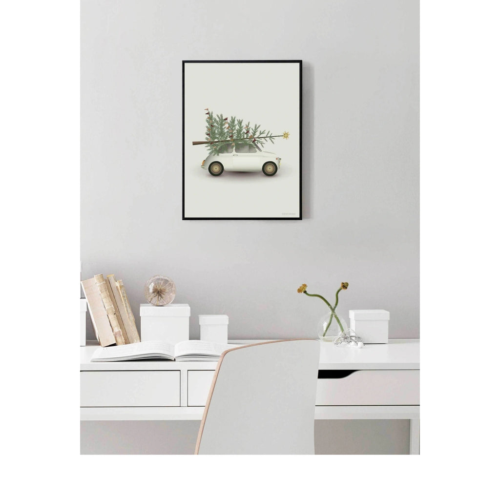 Vissevasse Christmas Tree & Little Car Poster, 15 X21 Cm