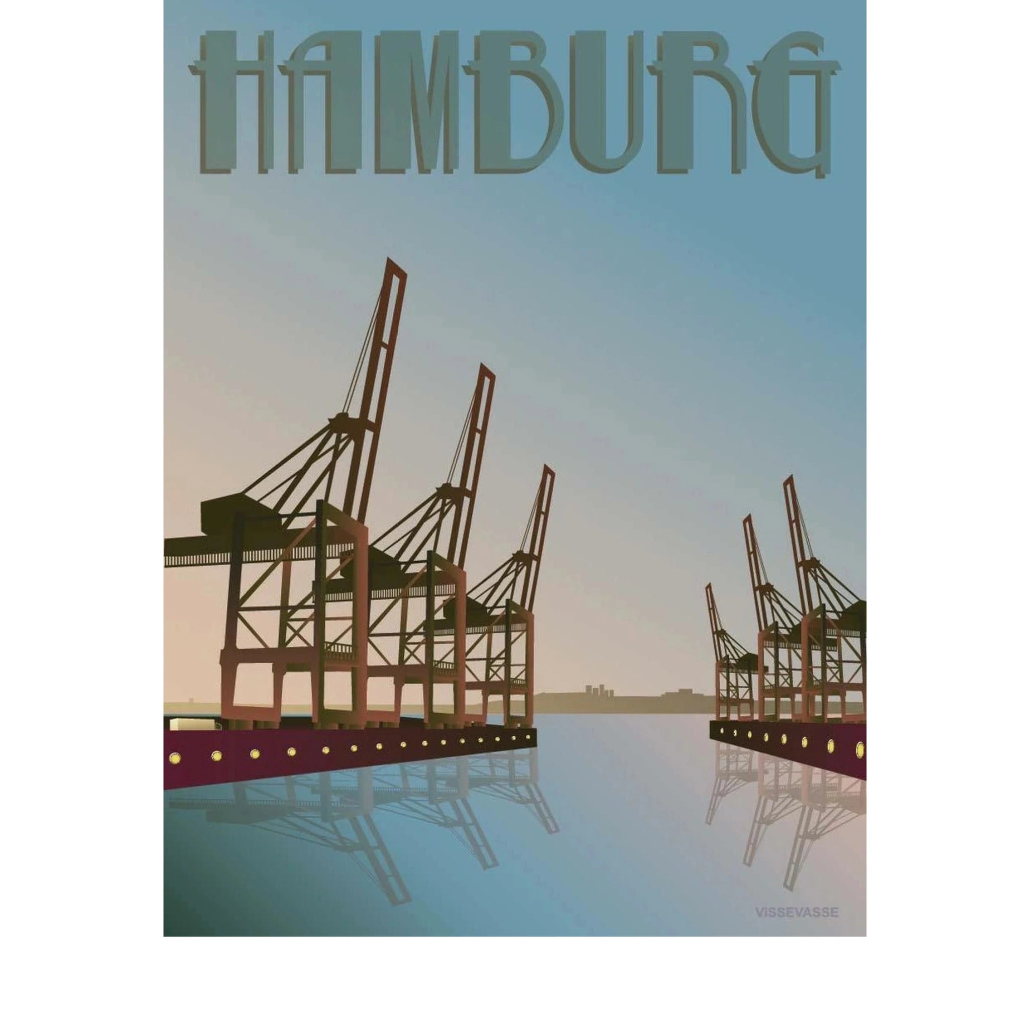 Vissevasse Hamburg Cranes Poster, 50 X70 Cm