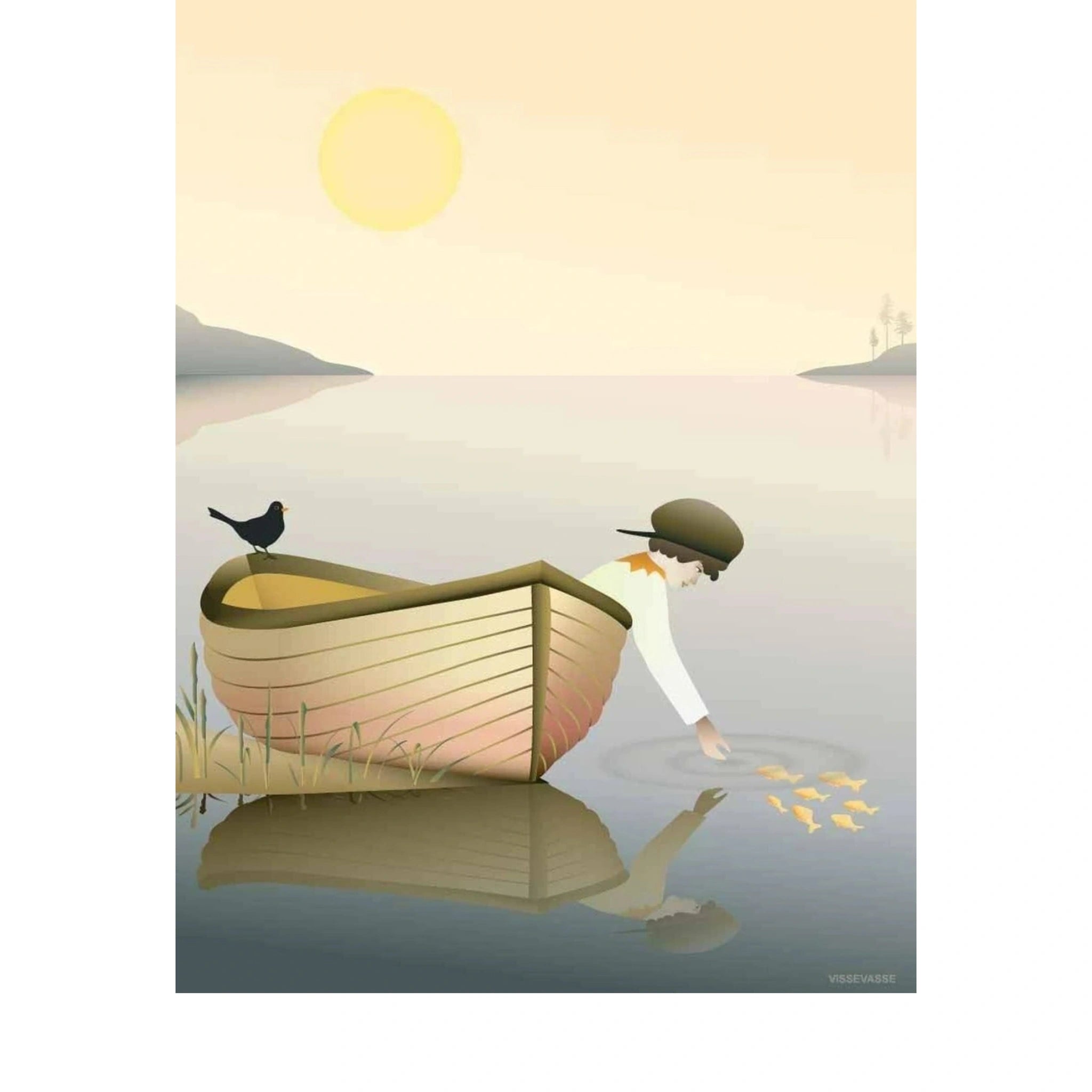 Vissevasse Boy In A Boat Poster, 30 X40 Cm