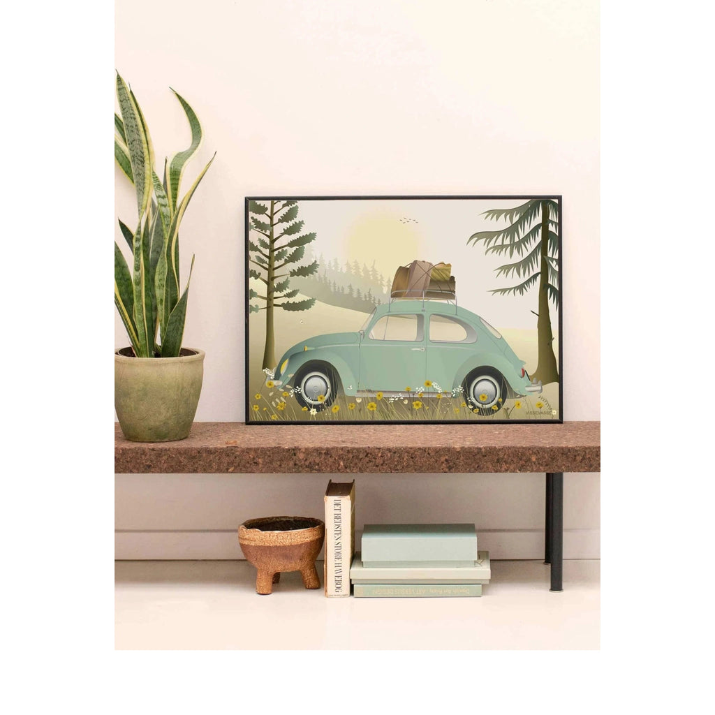 Vissevasse Vw Beetle Green Poster, 50 X70 Cm