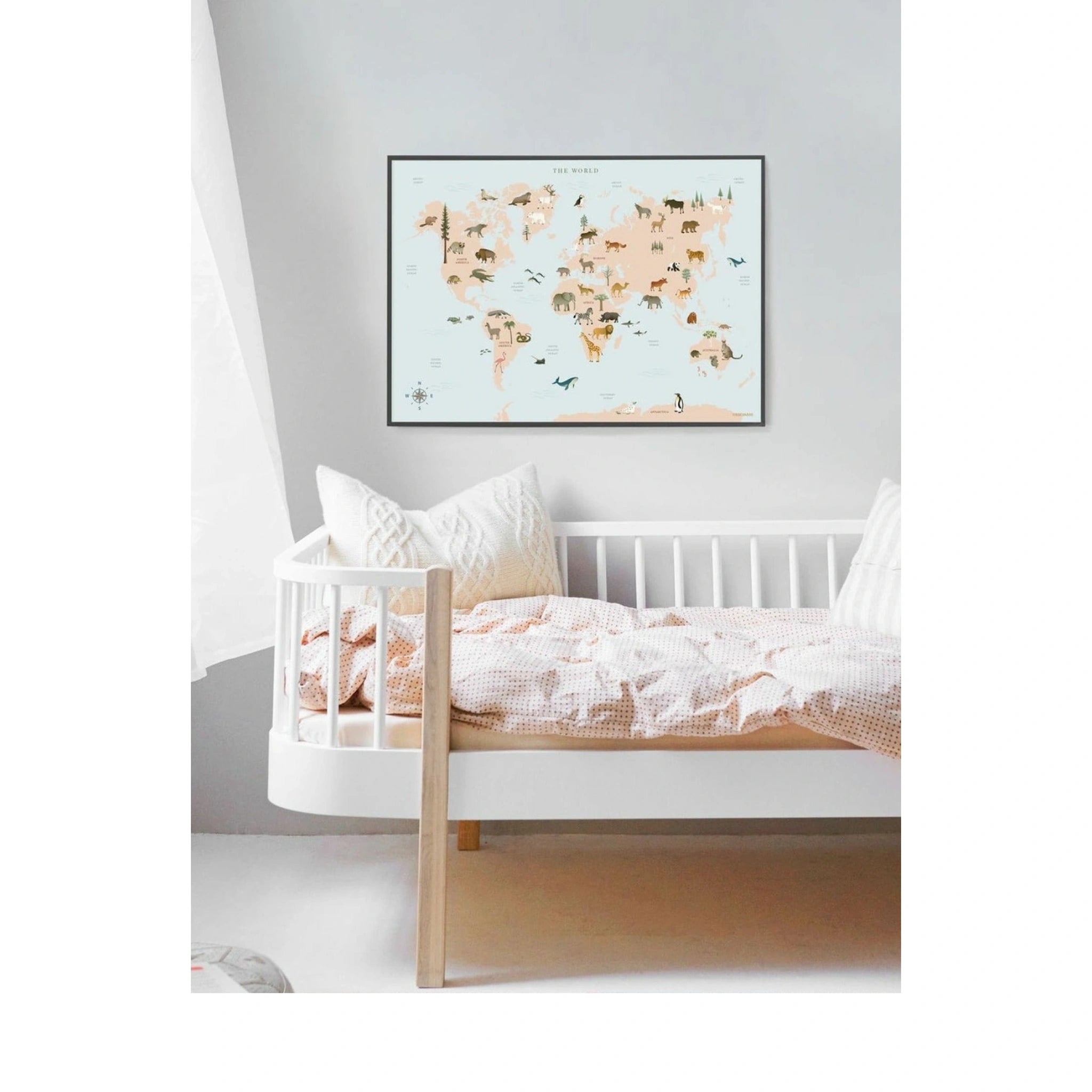 Vissevasse World Map Animal Poster, 50 X70 Cm