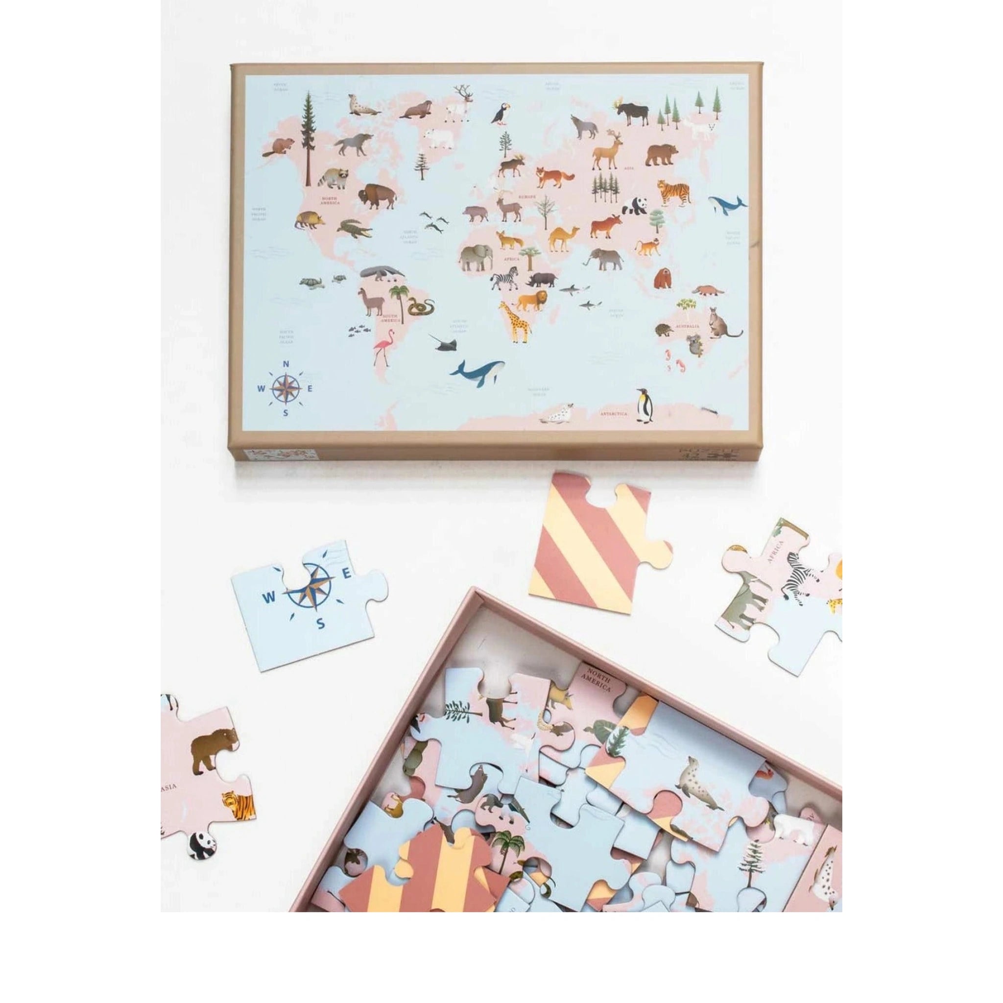 Vissevasse World Map Animal Puzzle With 42 Pieces