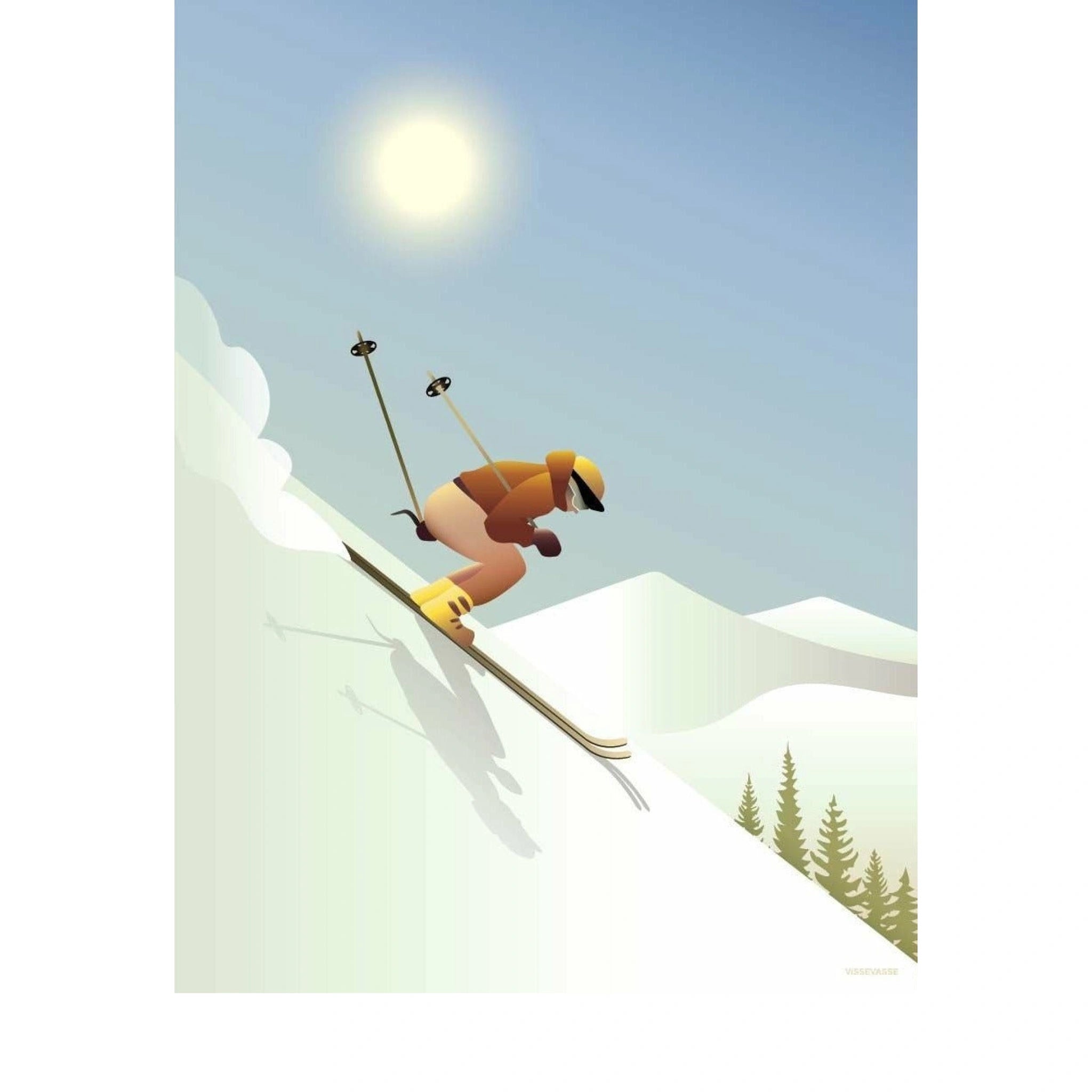 Vissevasse Downhill Skiing Poster, 15x21 Cm
