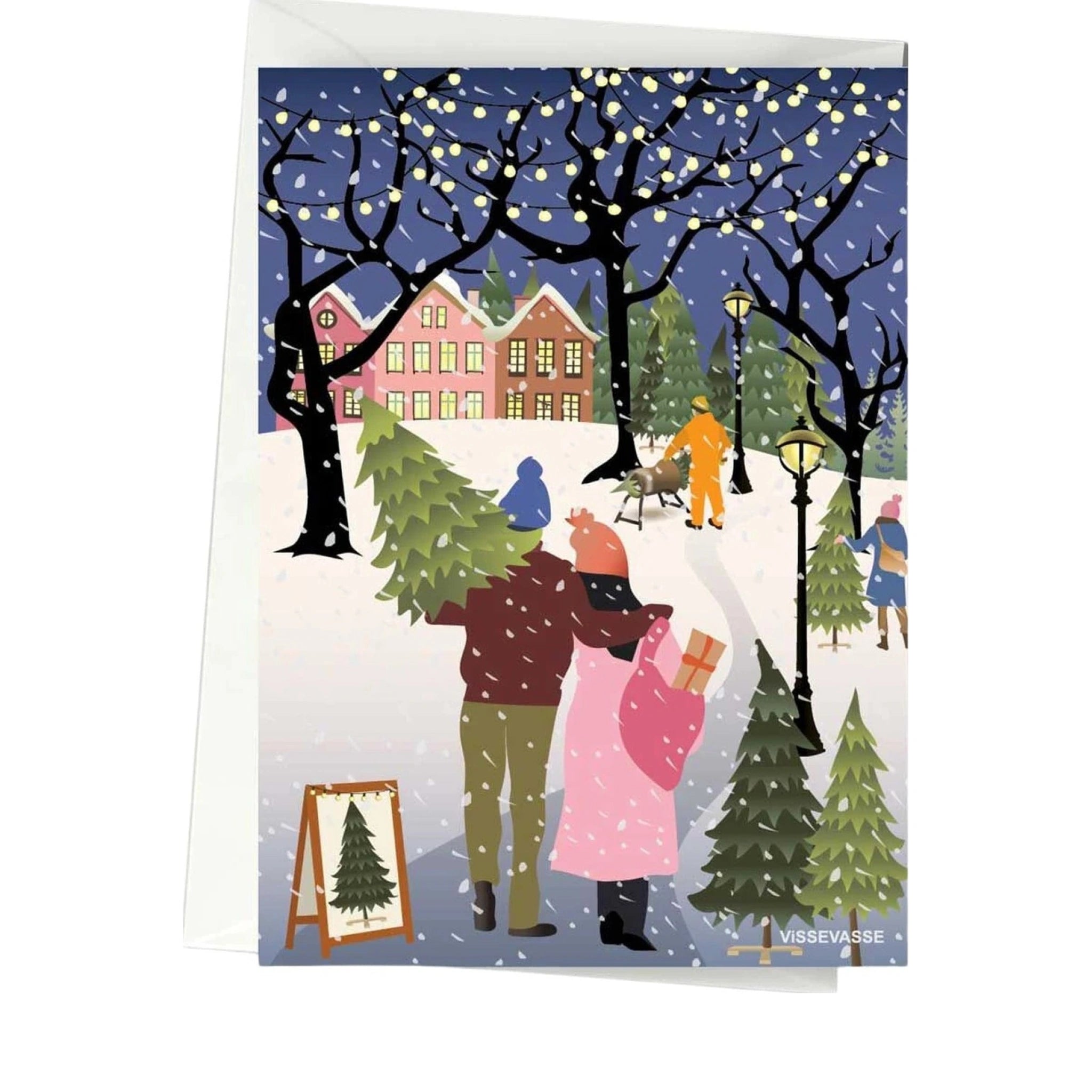 Vissevasse Bringing Home The Tree Greeting Card, A6