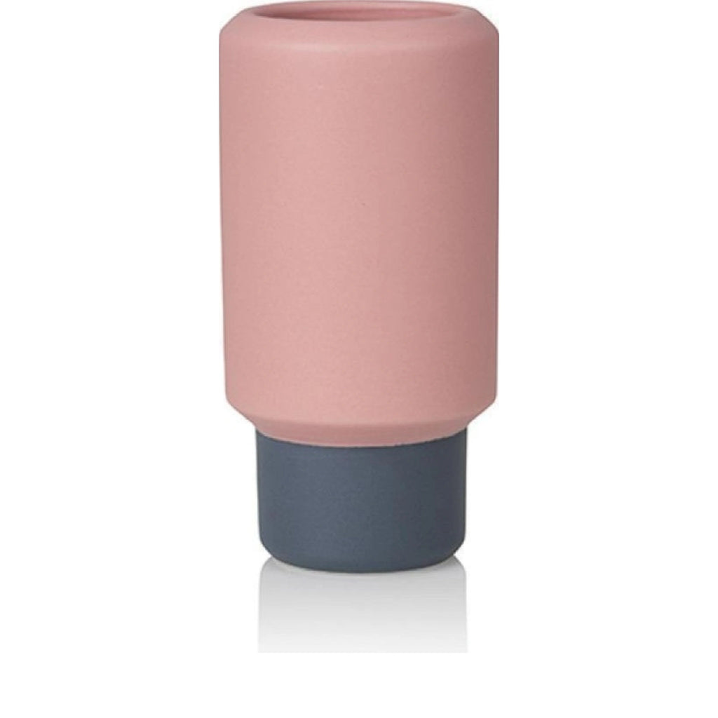 Lucie Kaas Fumario Vase Pink & Dark Grey, 16,5cm