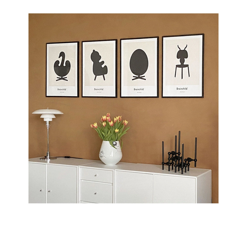 Brainchild Ant Design Icon Poster, frame made of light wood A5, grey