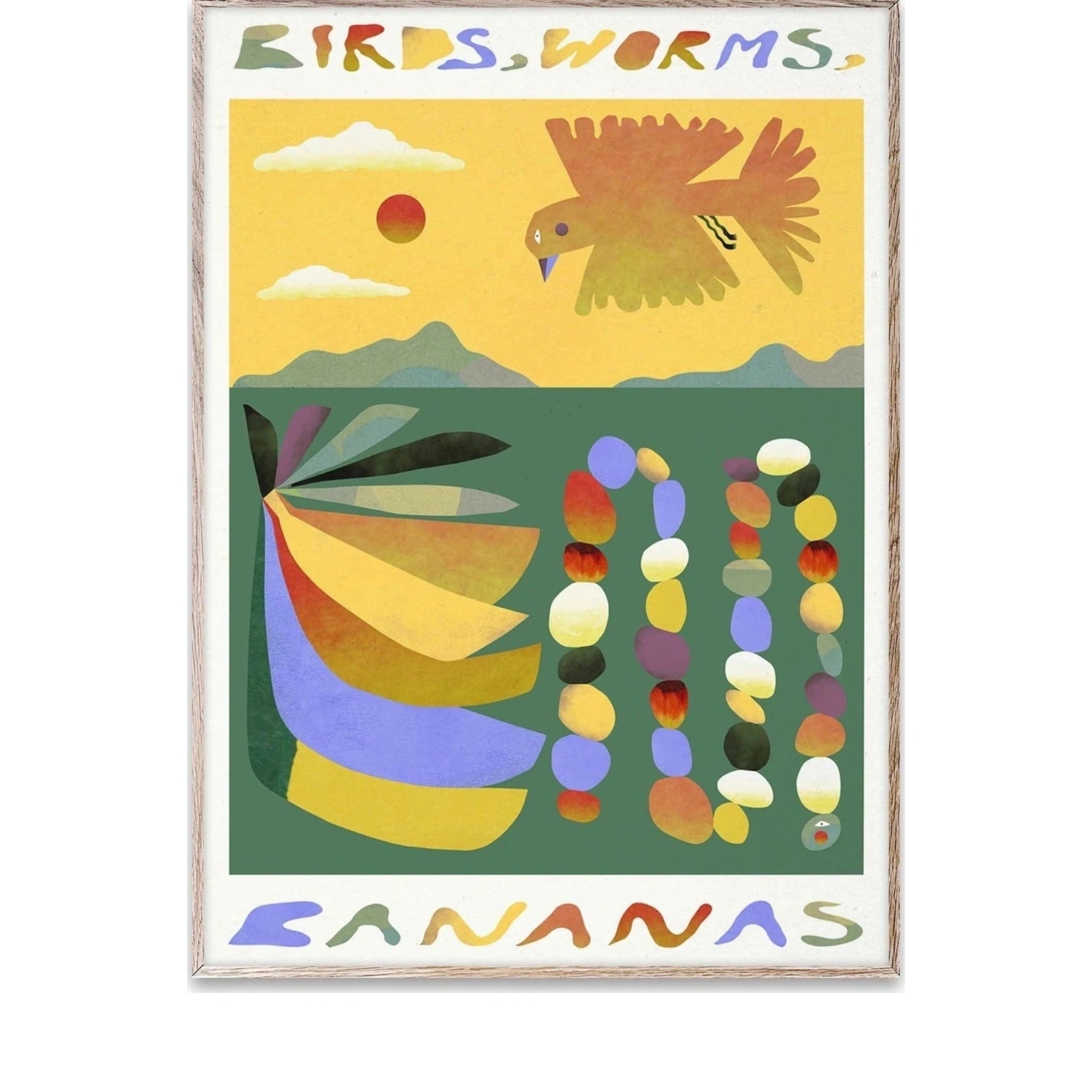 Paper Collective Birds, Worms, Bananas Poster, 30x40 Cm