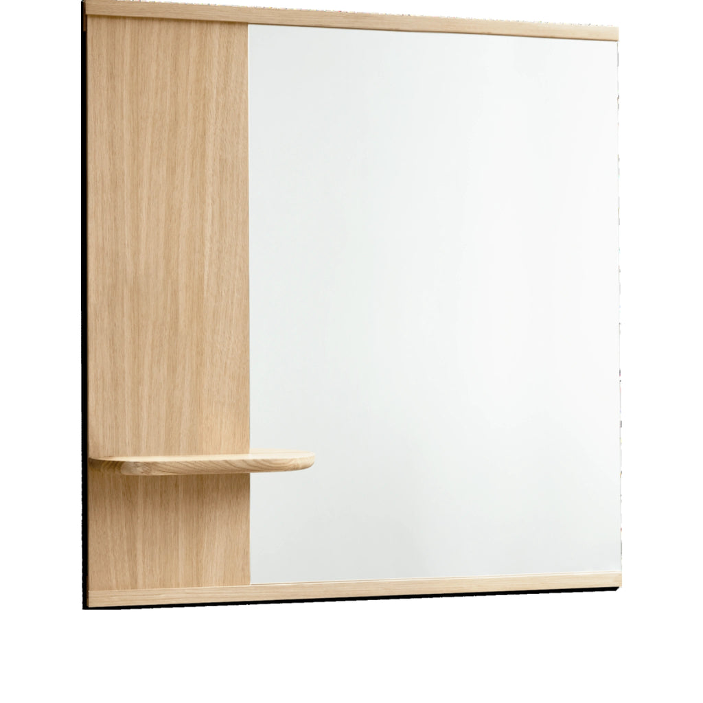 Moebe Oak Wall Mirror with Shelf - Versatile Bathroom Decor 70x72 cm