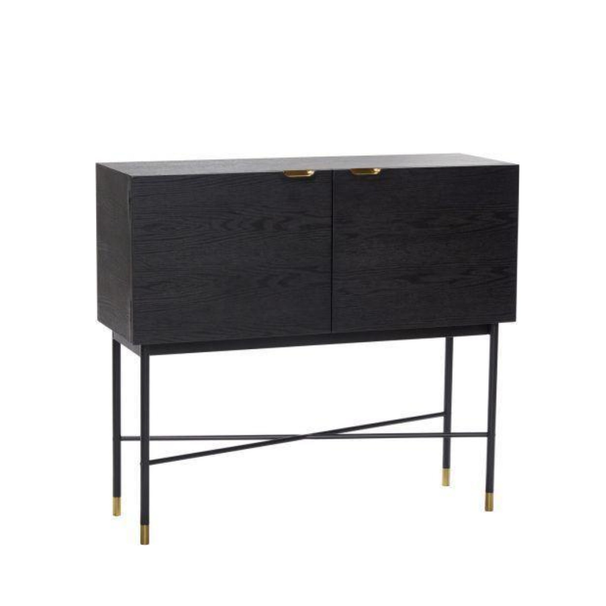 Hübsch Norm Console Table in Black & Brass - Elegant Ash Wood Design