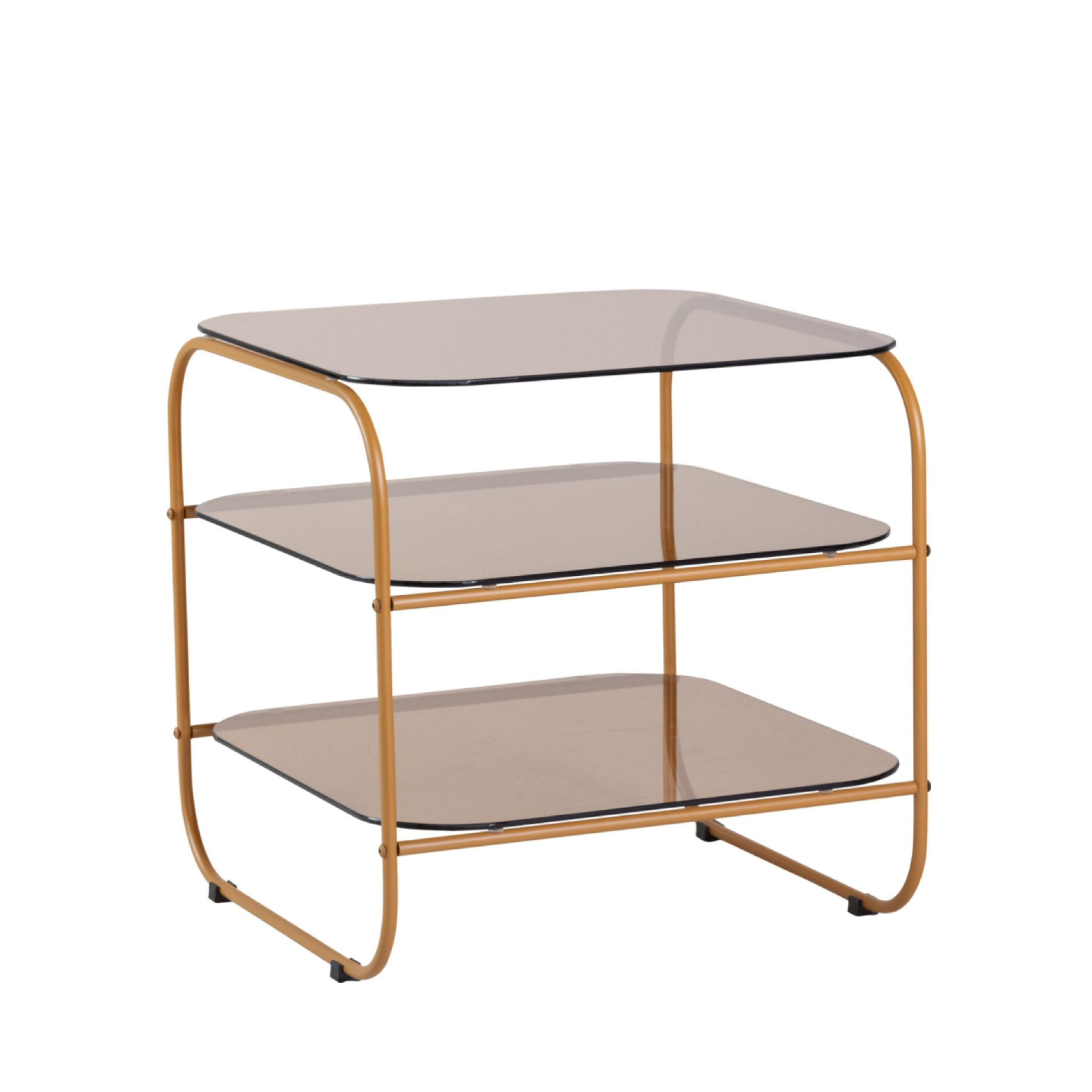 Hübsch Echo Side Table in Amber: Elegant Glass & Metal Design for Any Room