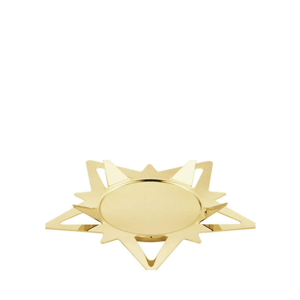 Georg Jensen Classic Christmas Star Candle Holder For Block Candles, Gold Plated