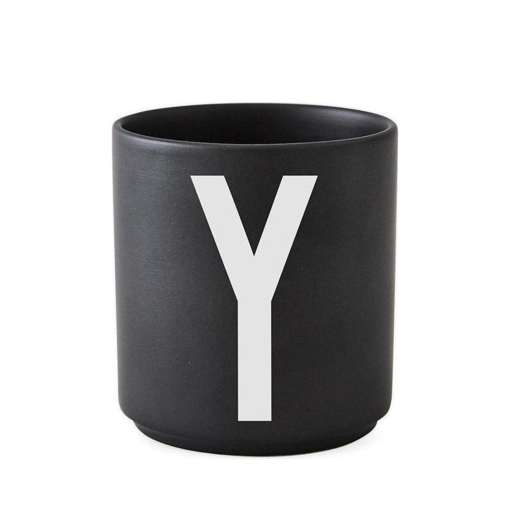 Design Letters Personal Porcelain Mug A-Z, Black, Y