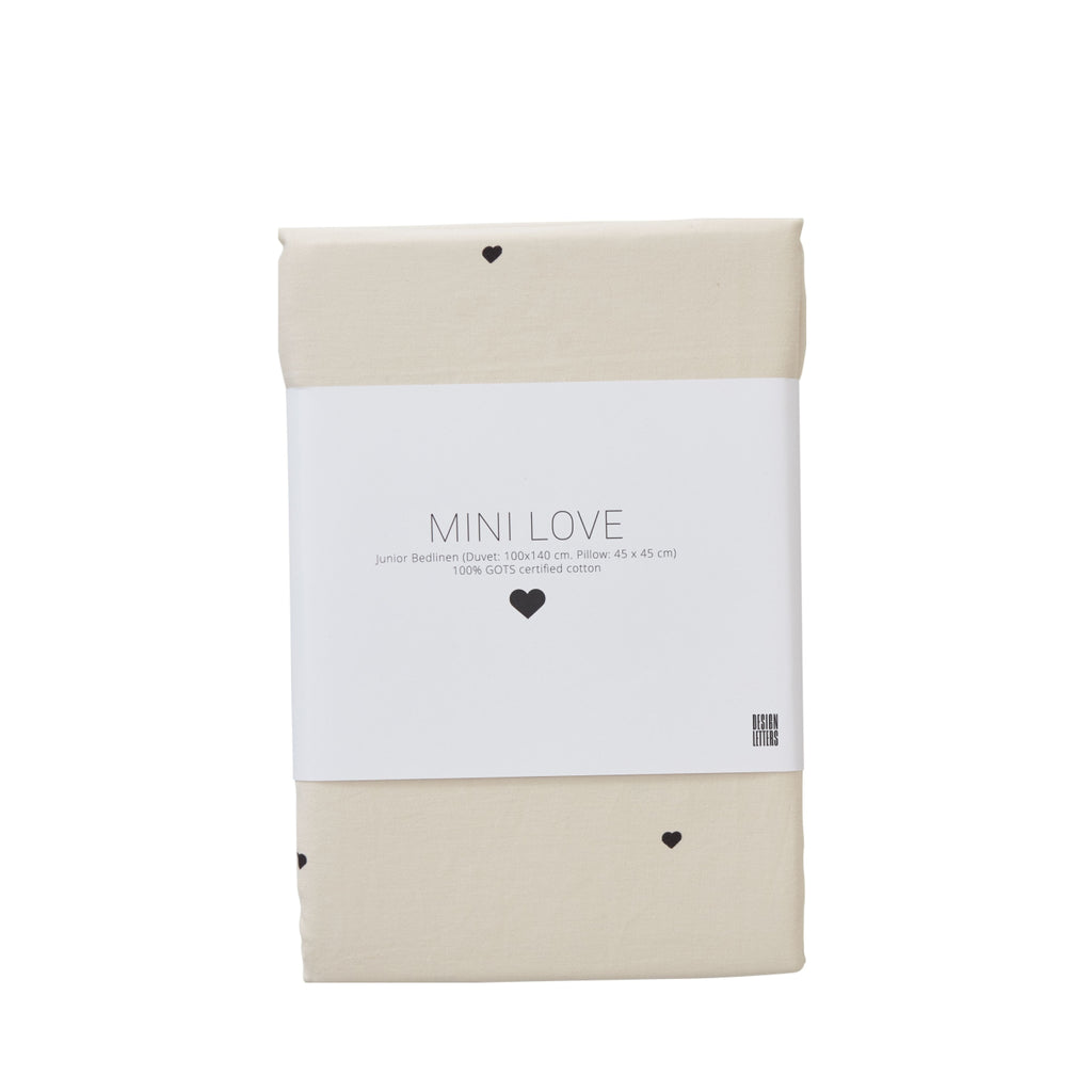 Design Letters Mini Love Junior Pillowcases and Duvet Covers 100x140 cm, beige