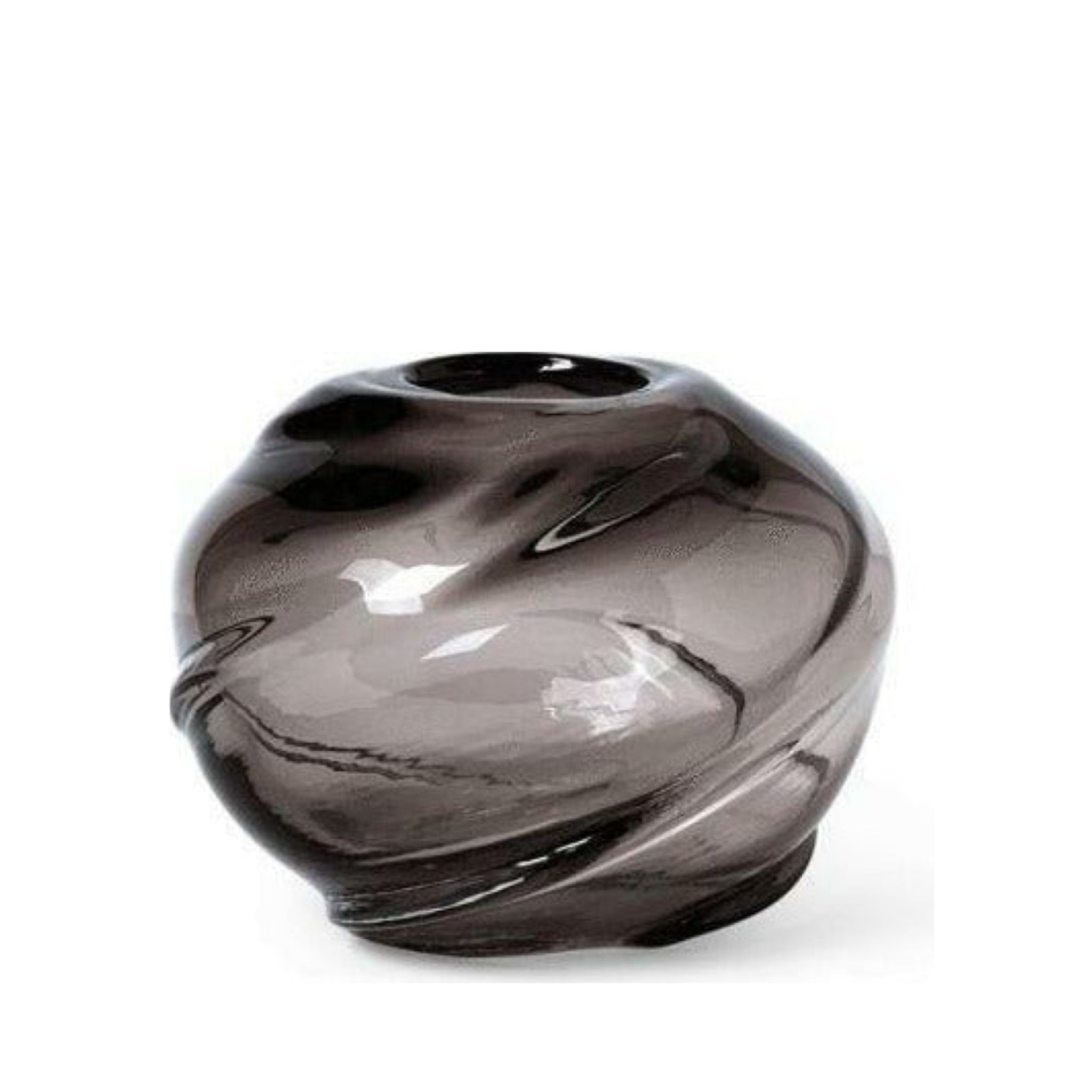 Ferm Living Water Swirl Vase Round 21x16 Cm, Smoked Grey