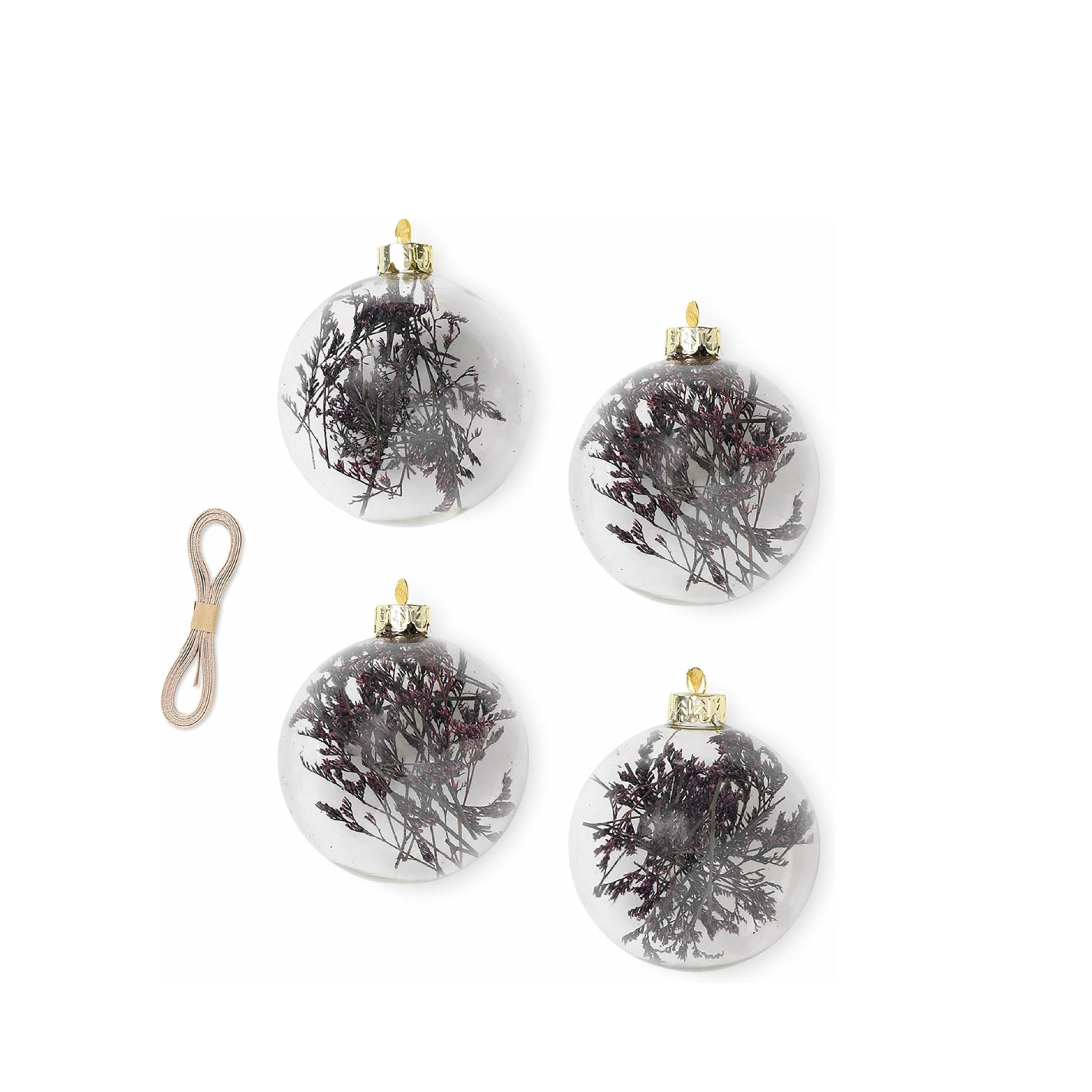 Ferm Living Flora Christmas Tree Decorations Medium Set Of 4, Purple