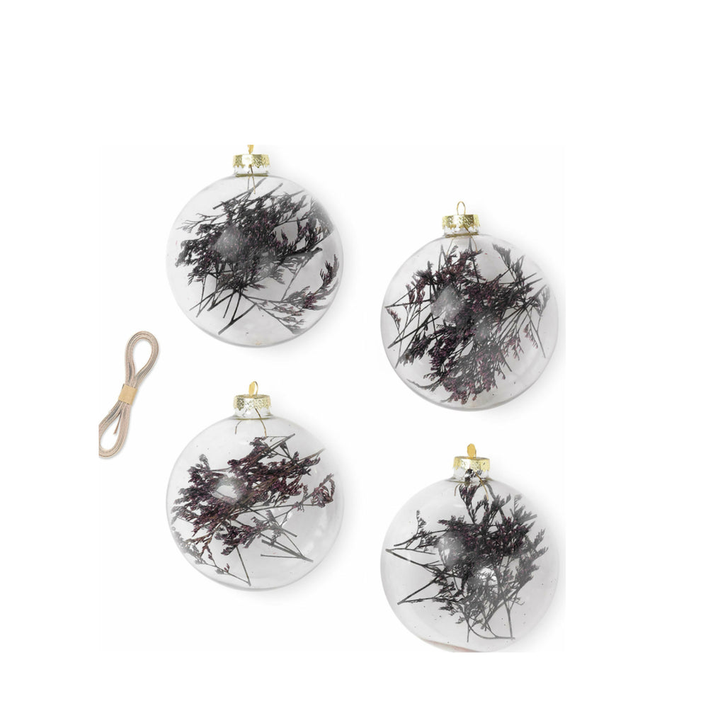 Ferm Living Flora Christmas Tree Decorations Small Set Of 4, Purple