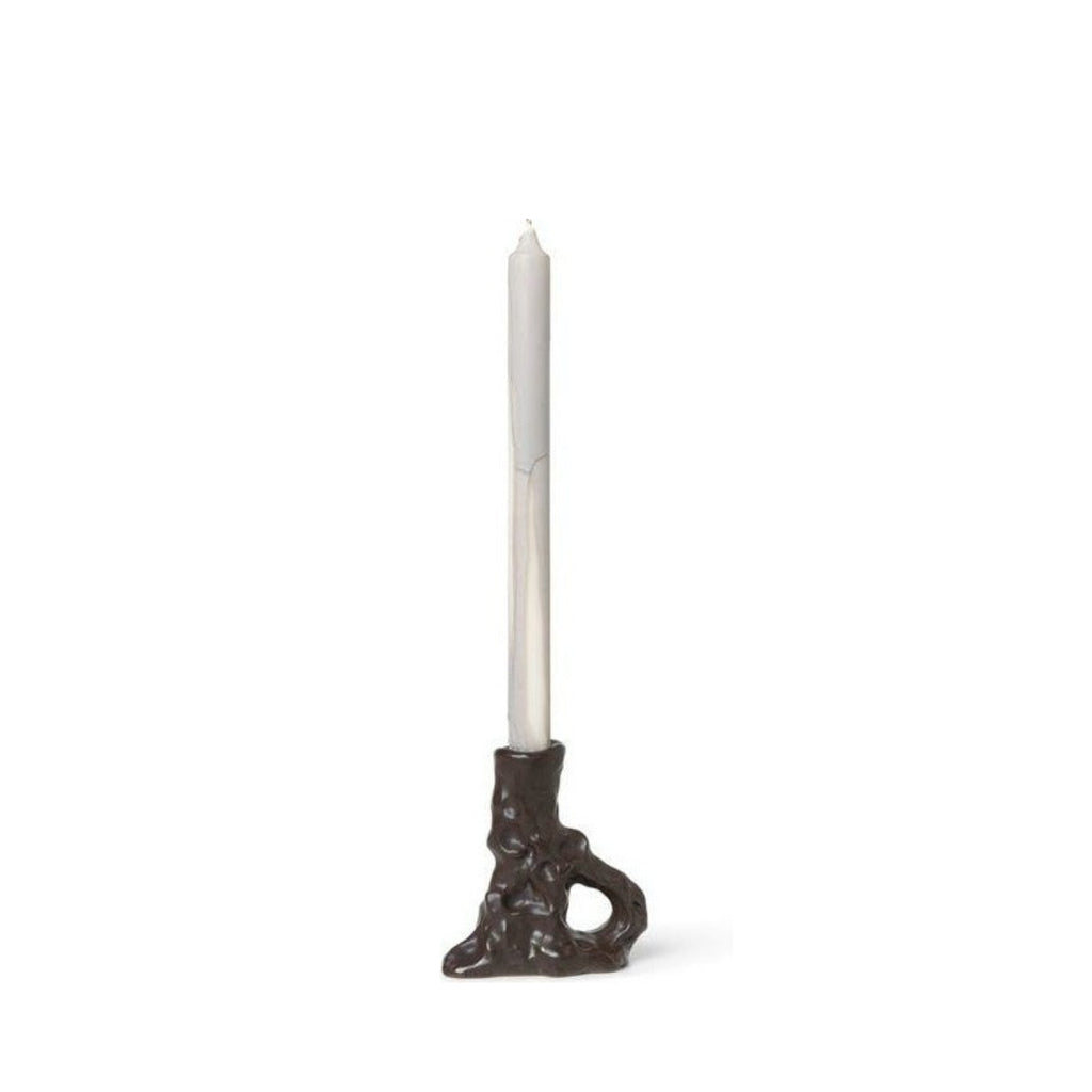 Ferm Living Ditto Candle Holder Single, Dark Brown