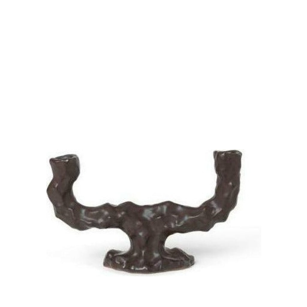 Ferm Living Ditto Candle Holder Double, Dark Brown