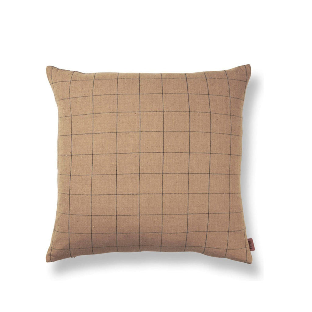 Ferm Living Brown Cotton Cushion, Grid